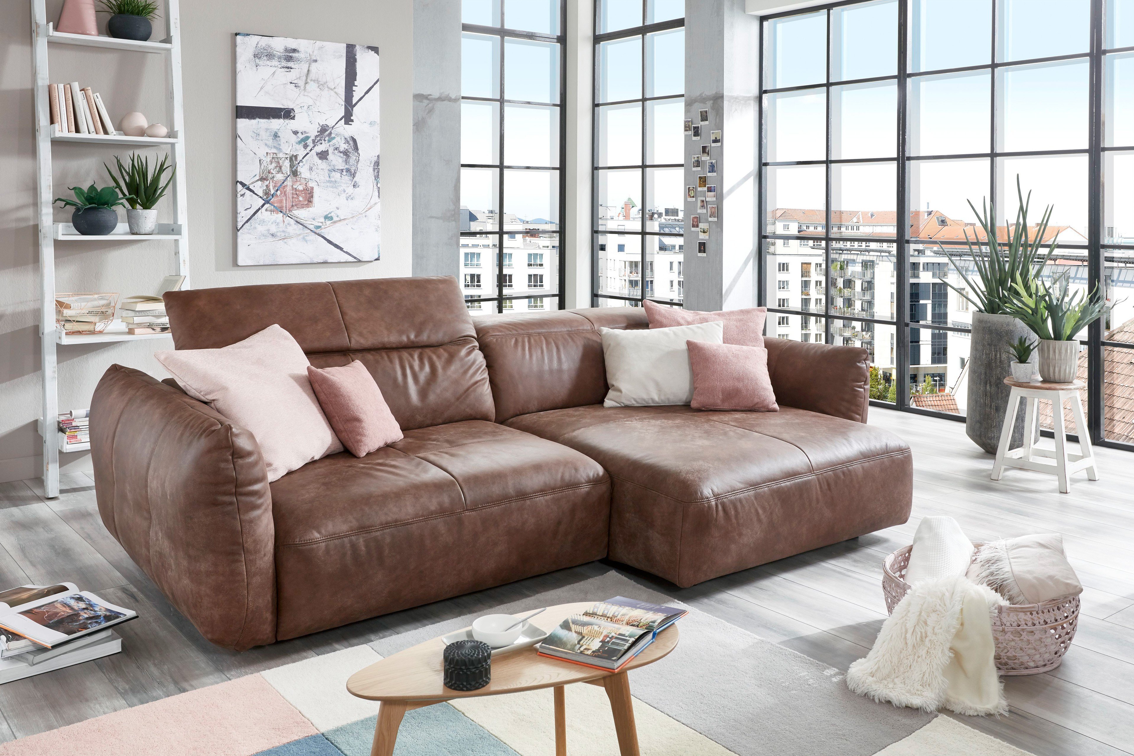 Poco Polstermöbel Prato Ledersofa braun Möbel Letz Ihr