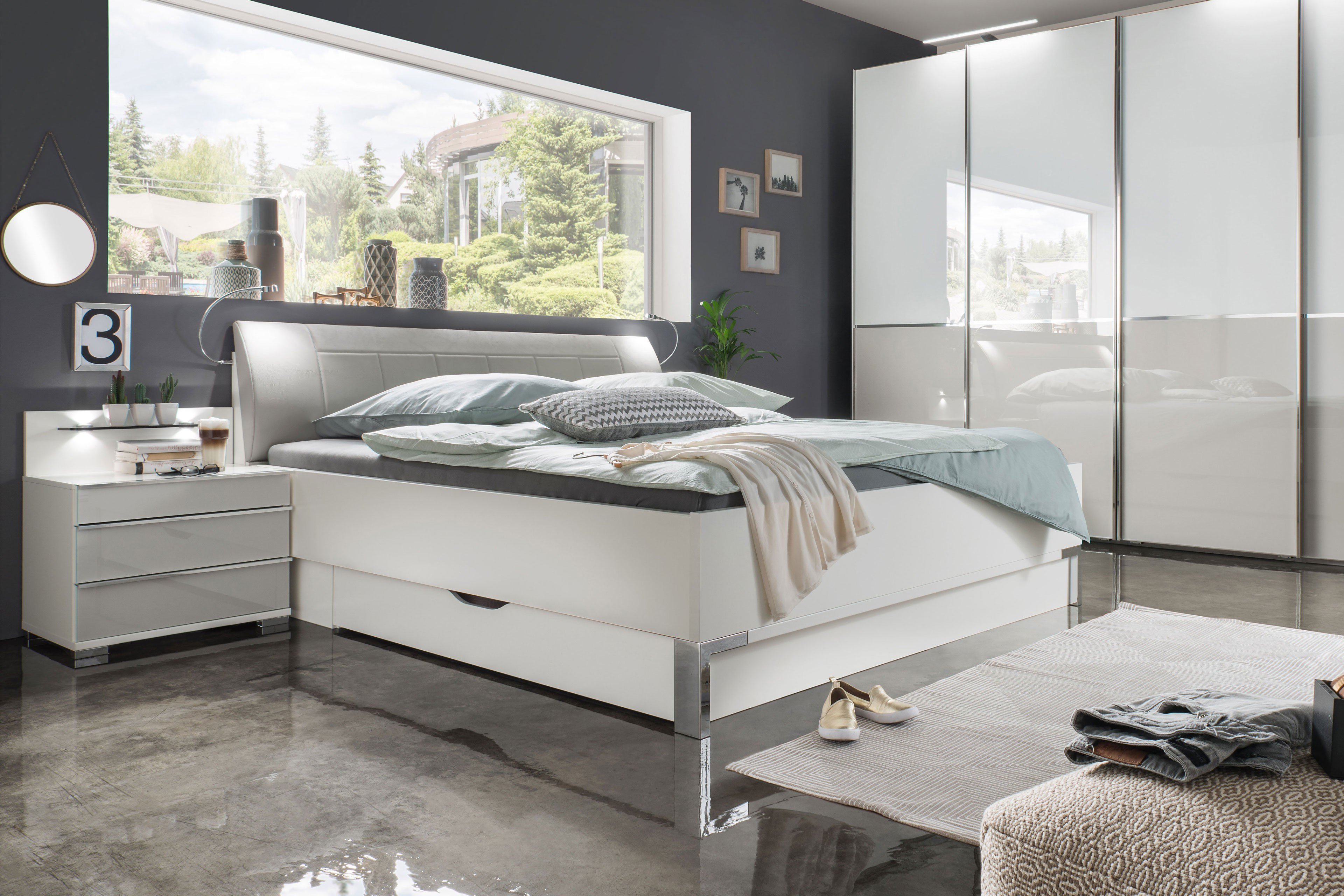 Wiemann Shanghai 2 160er grau Ihr - Möbel Bett | weiß - Letz Online-Shop
