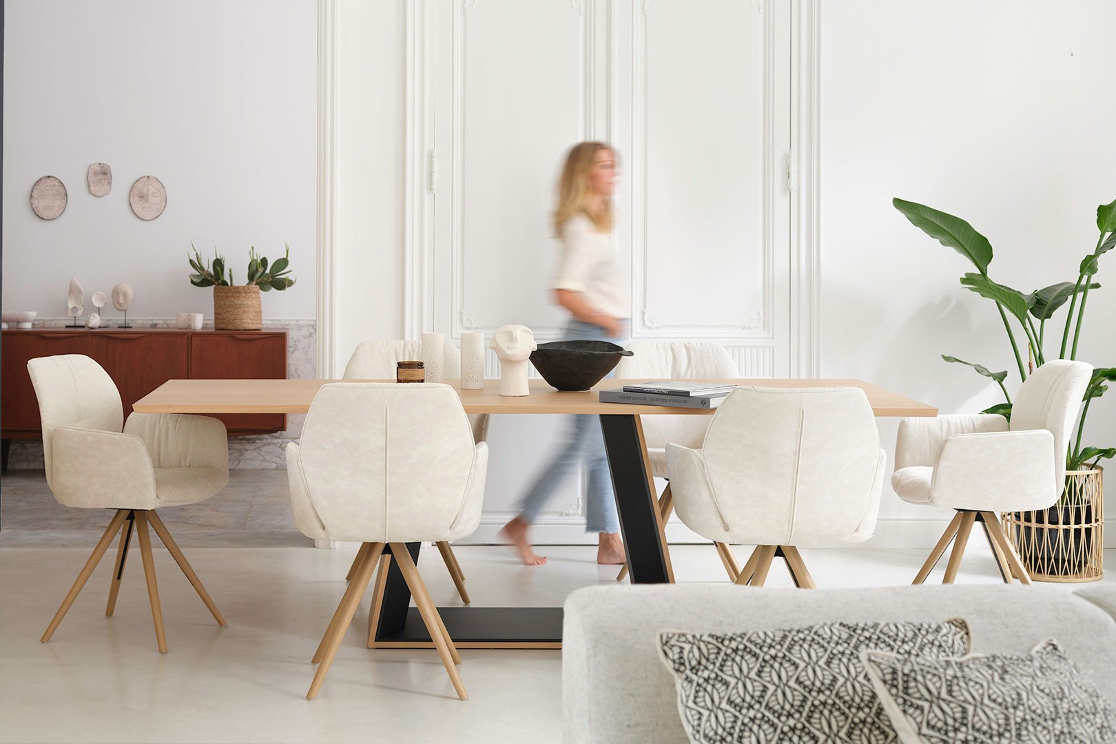 Mobitec Esstisch Mood #T10 Eiche weiß gekreidet hell/ Metall black