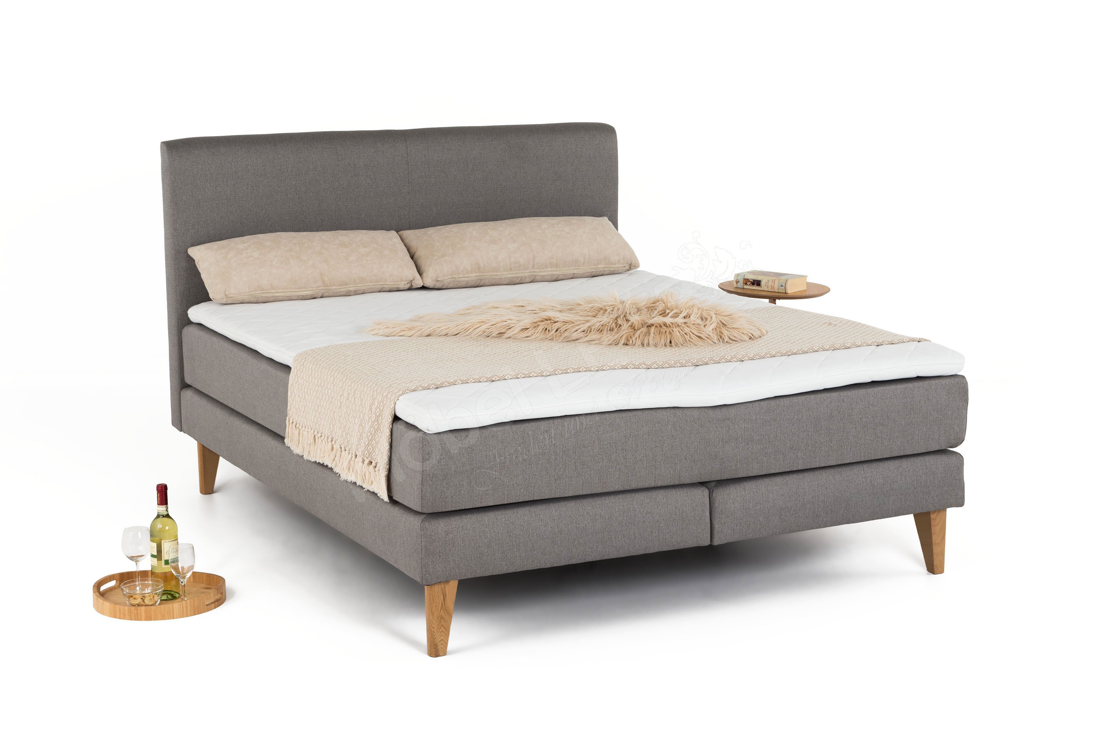 Meise Möbel Boxspringbett Greta in Taupe mit Topper