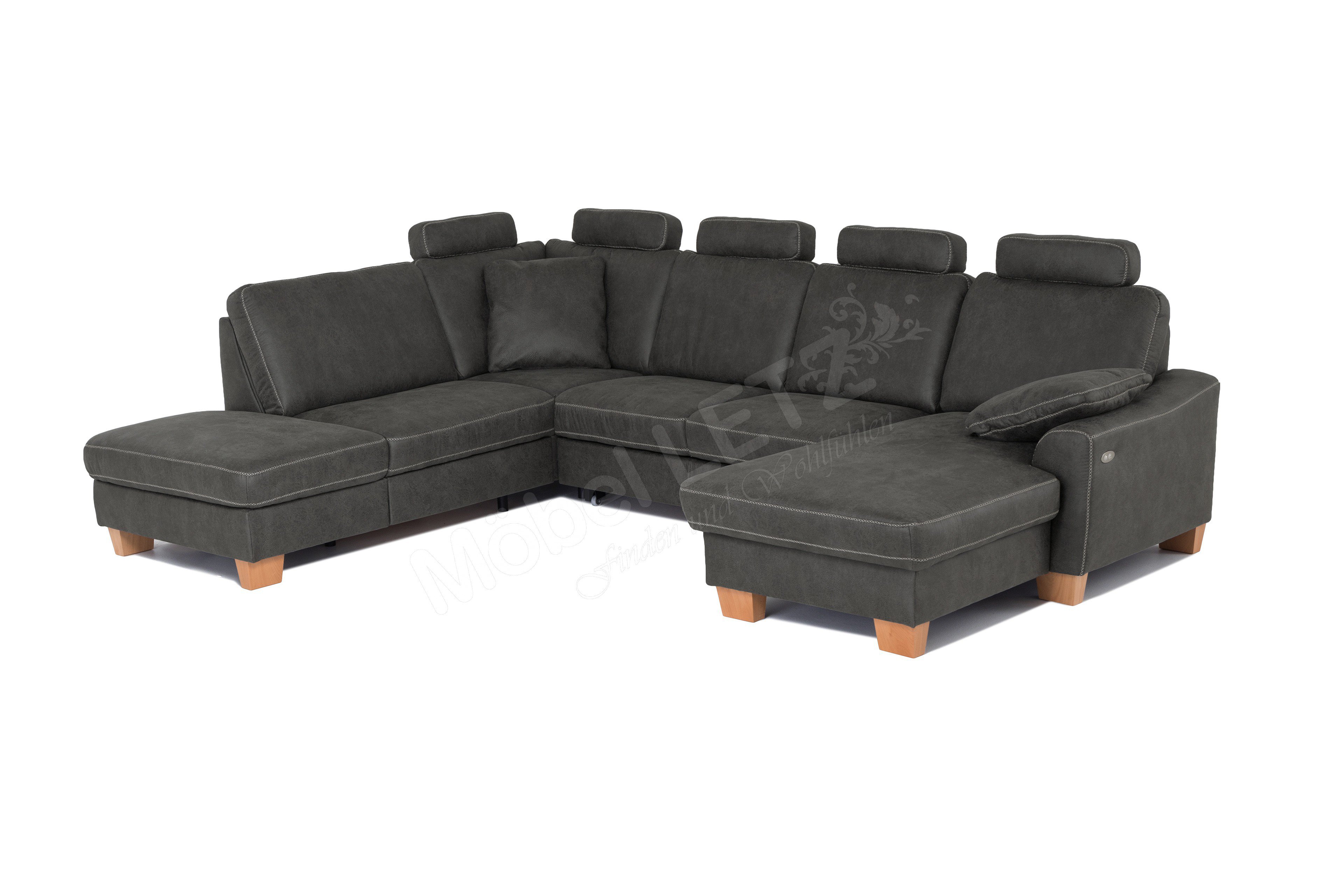 Zehdenick ZE-EM15049 Couch in U-Form inklusvie 2 Kopfstützen in Stoff