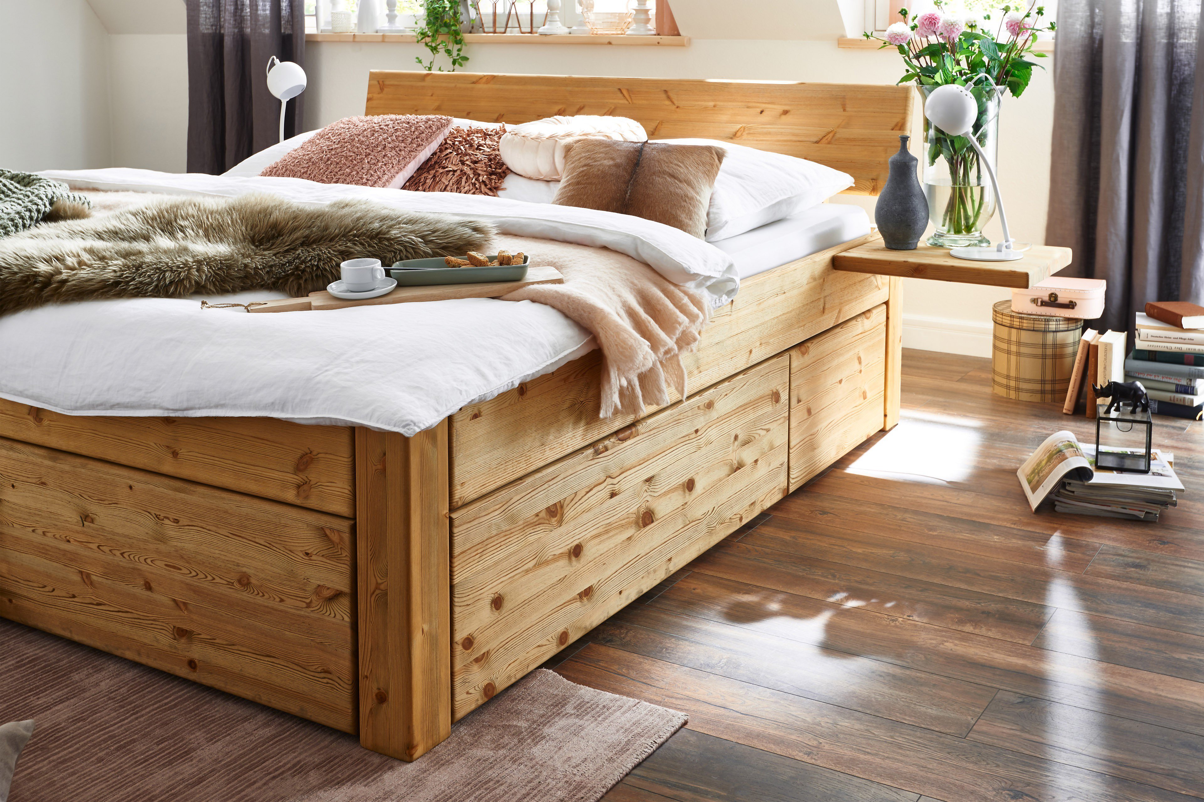 Pure Natur Bett Kiefer gelaugt, geölt Möbel Letz Ihr