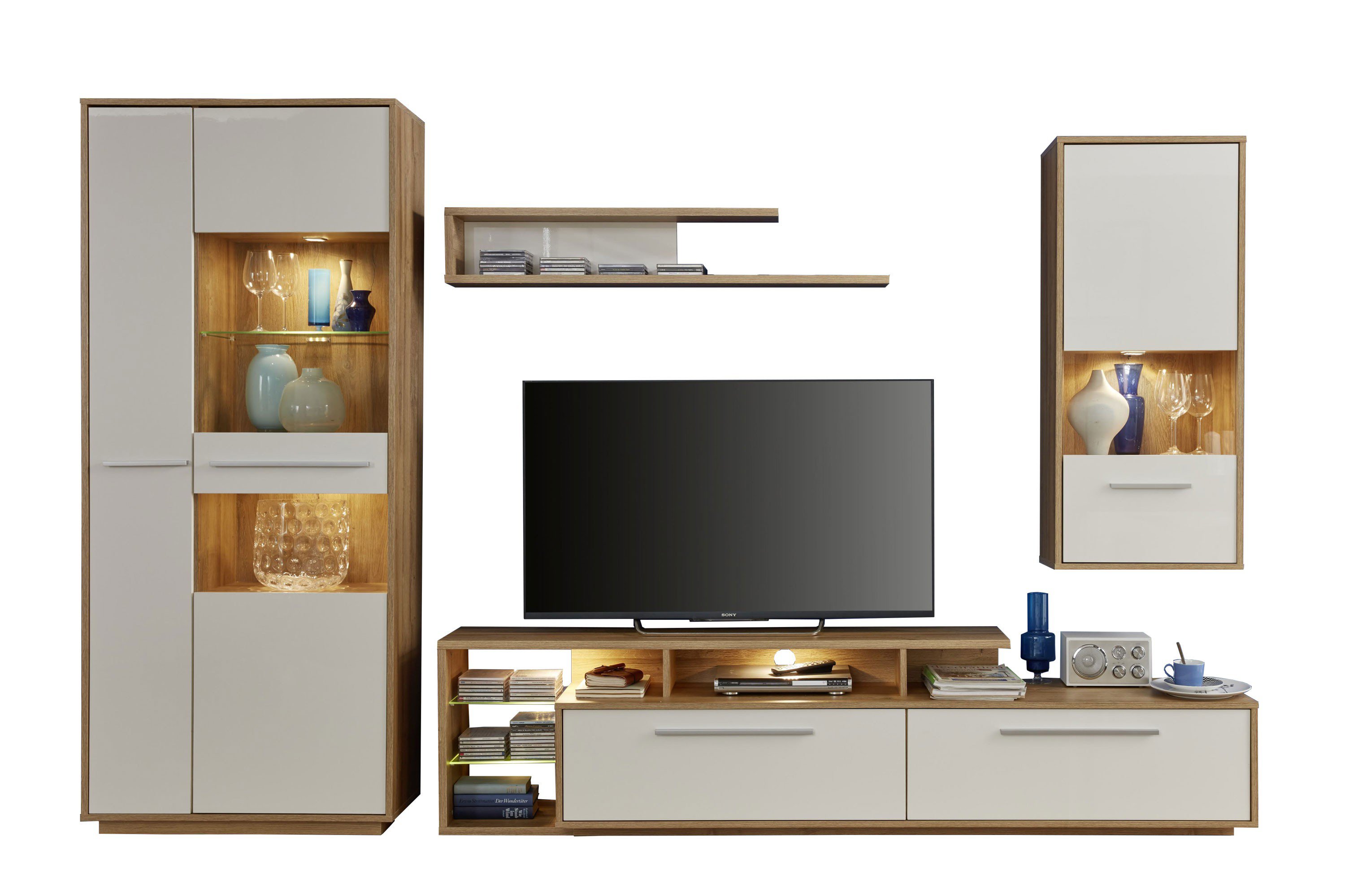 Trendteam Wohnwand 975 Kuba Alteiche/ weiß Glanz | Möbel Letz Ihr