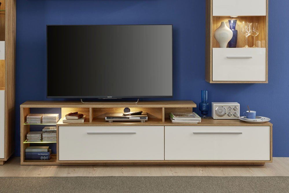 Trendteam Wohnwand 975 Kuba Alteiche/ weiß Glanz | Möbel Letz Ihr