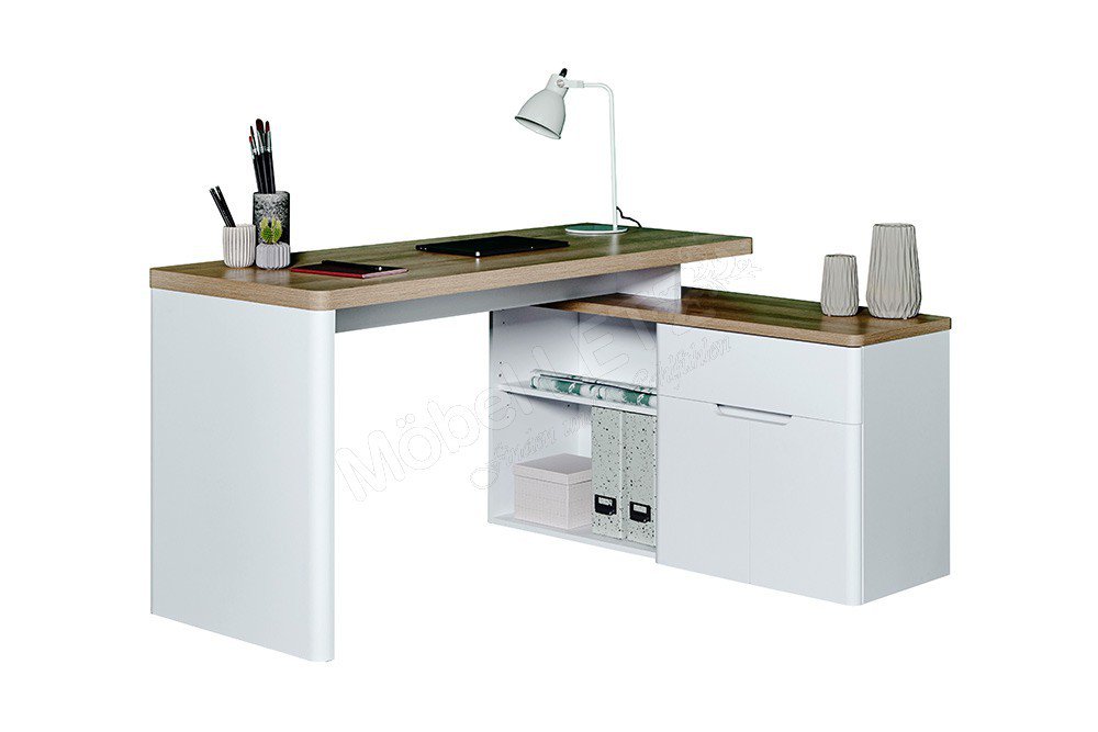 Möbel - Schreibtisch Jahnke Ihr weiß-Eiche Cuuba | Letz Online-Shop 150 Libre