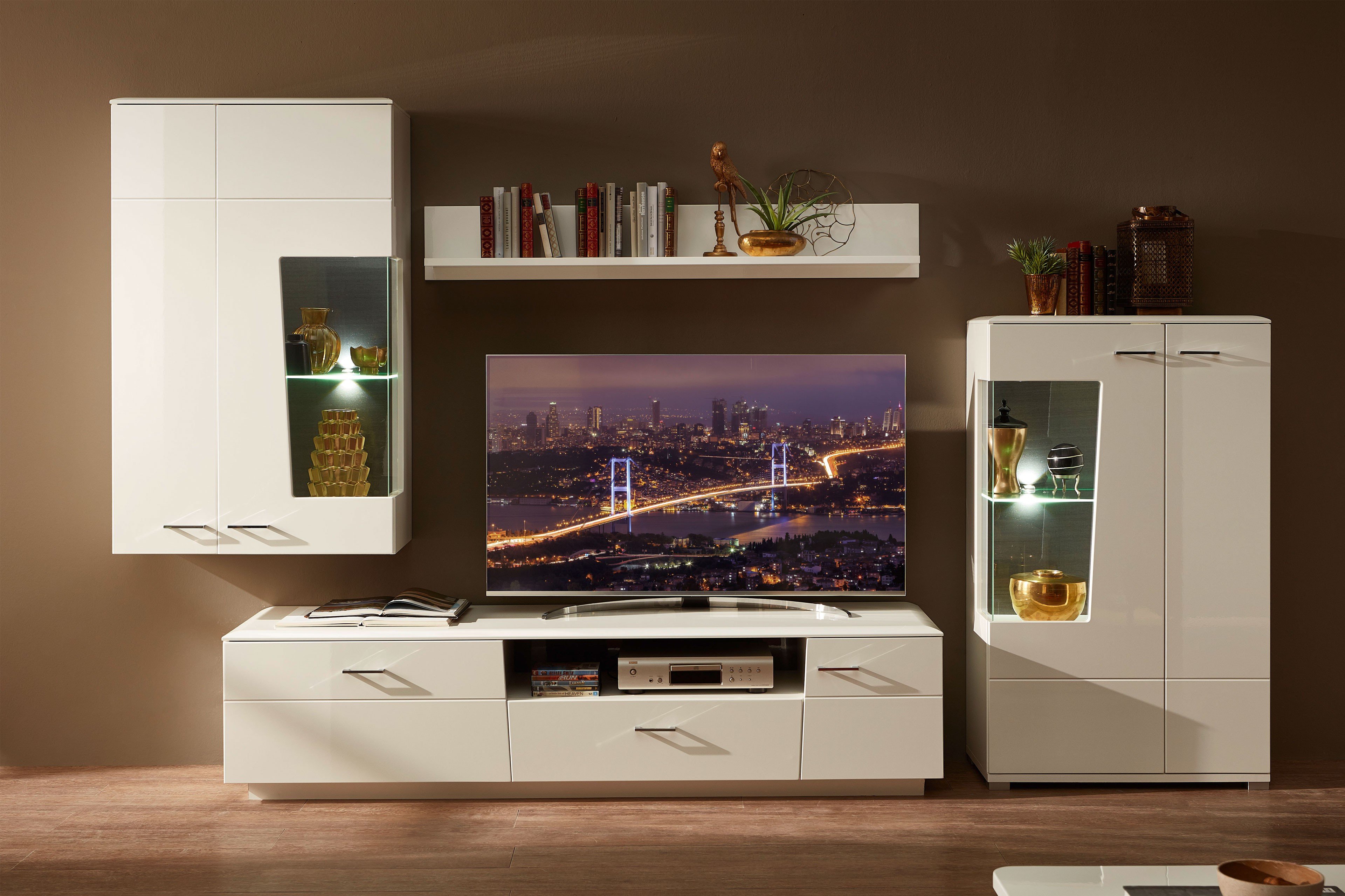 Wohn-Concept Wohnwand Alibaba in glänzendem Weiß | Möbel Letz - Ihr