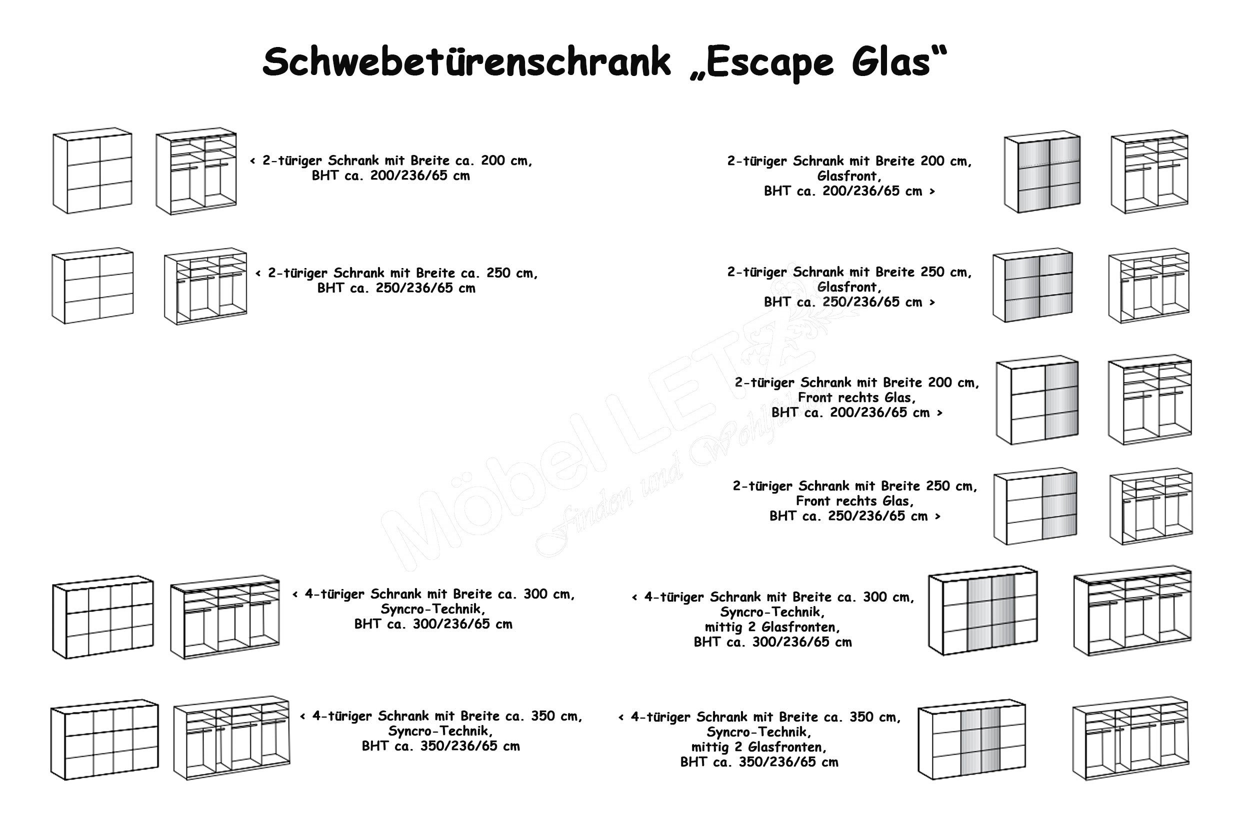 Wimex escape Glas Schiebetürenschrank schwarz/ - weiß | Letz Ihr Möbel Online-Shop