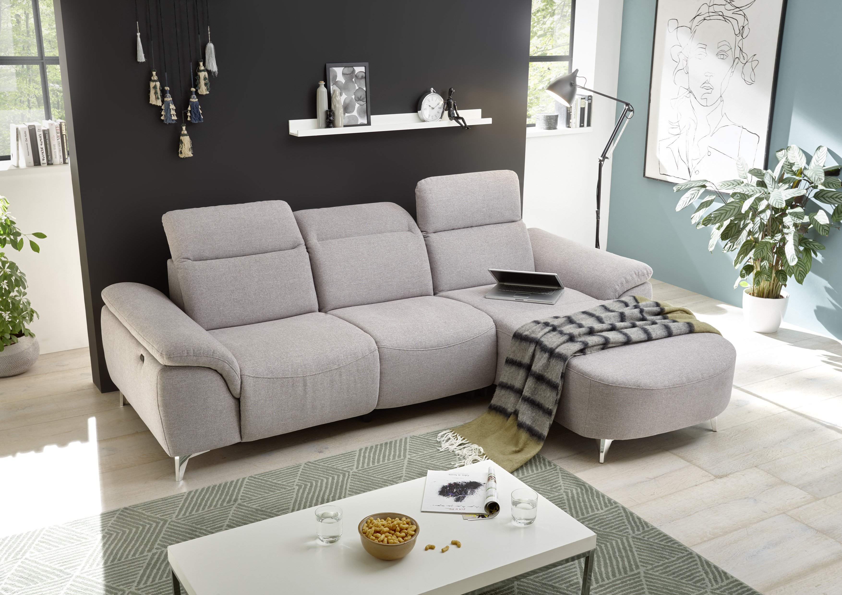 Fira Von Black Red White Ecksofa Rechts Grey