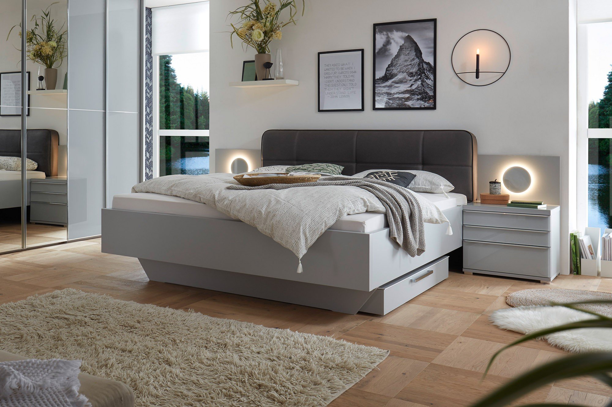 Staud Sinfonie Plus Doppelbett hellgrau/ graphit Möbel Letz Ihr