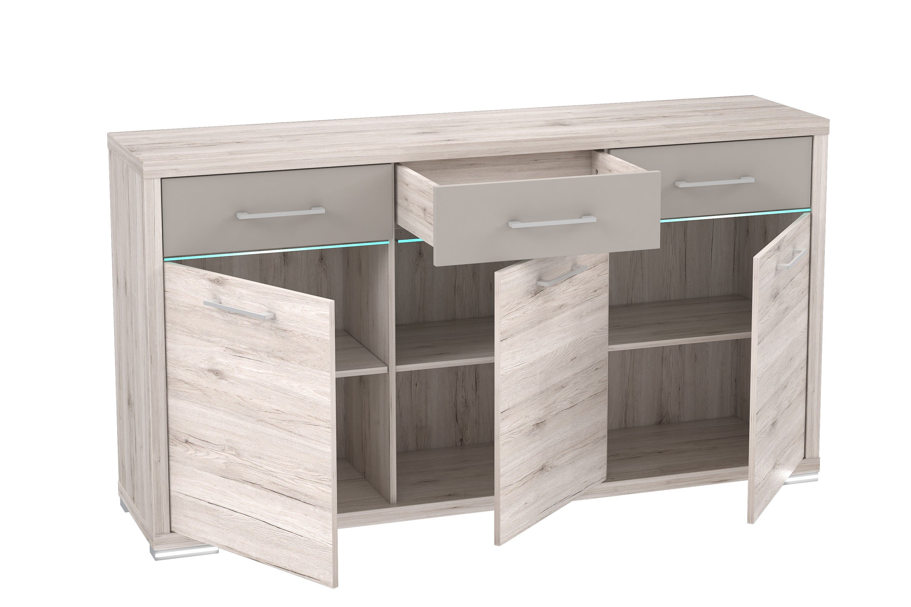 Forte Sideboard Stay Eiche mit 3 Türen und 3 Schubkästen