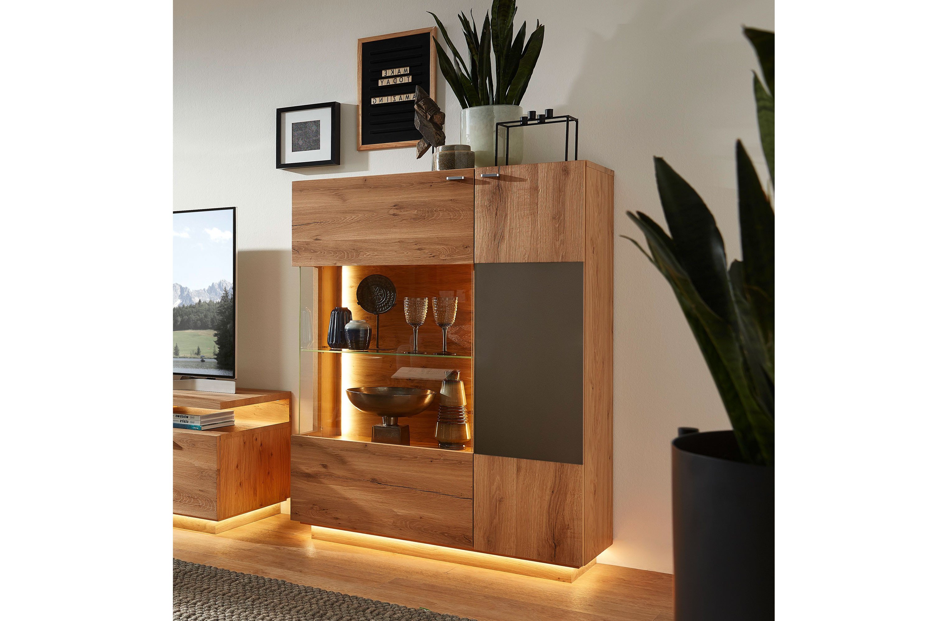 Schröder Möbel Highboard Davos Alteiche/ Bronze | Möbel Letz - Ihr