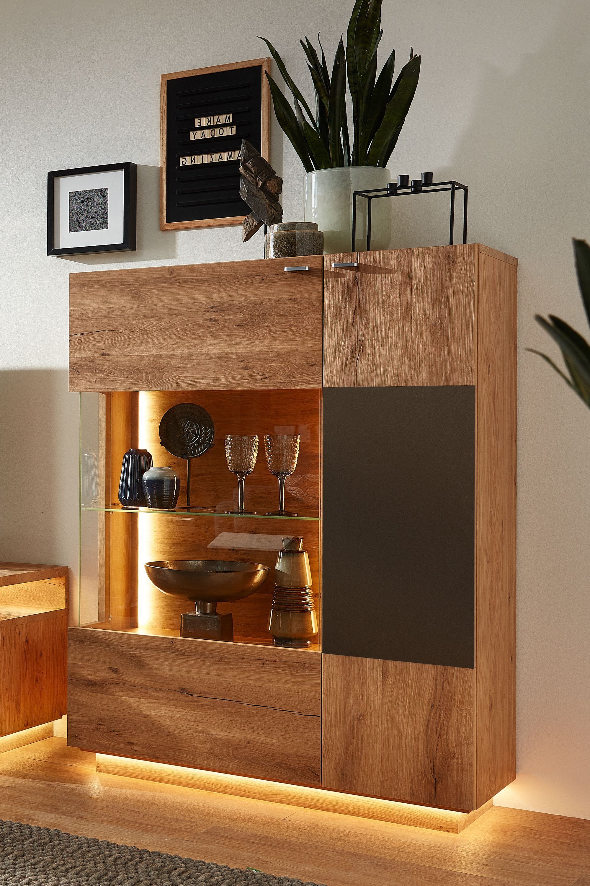 Schröder Möbel Wohnwand Davos K902 Alteiche/ mokka | Möbel Letz - Ihr