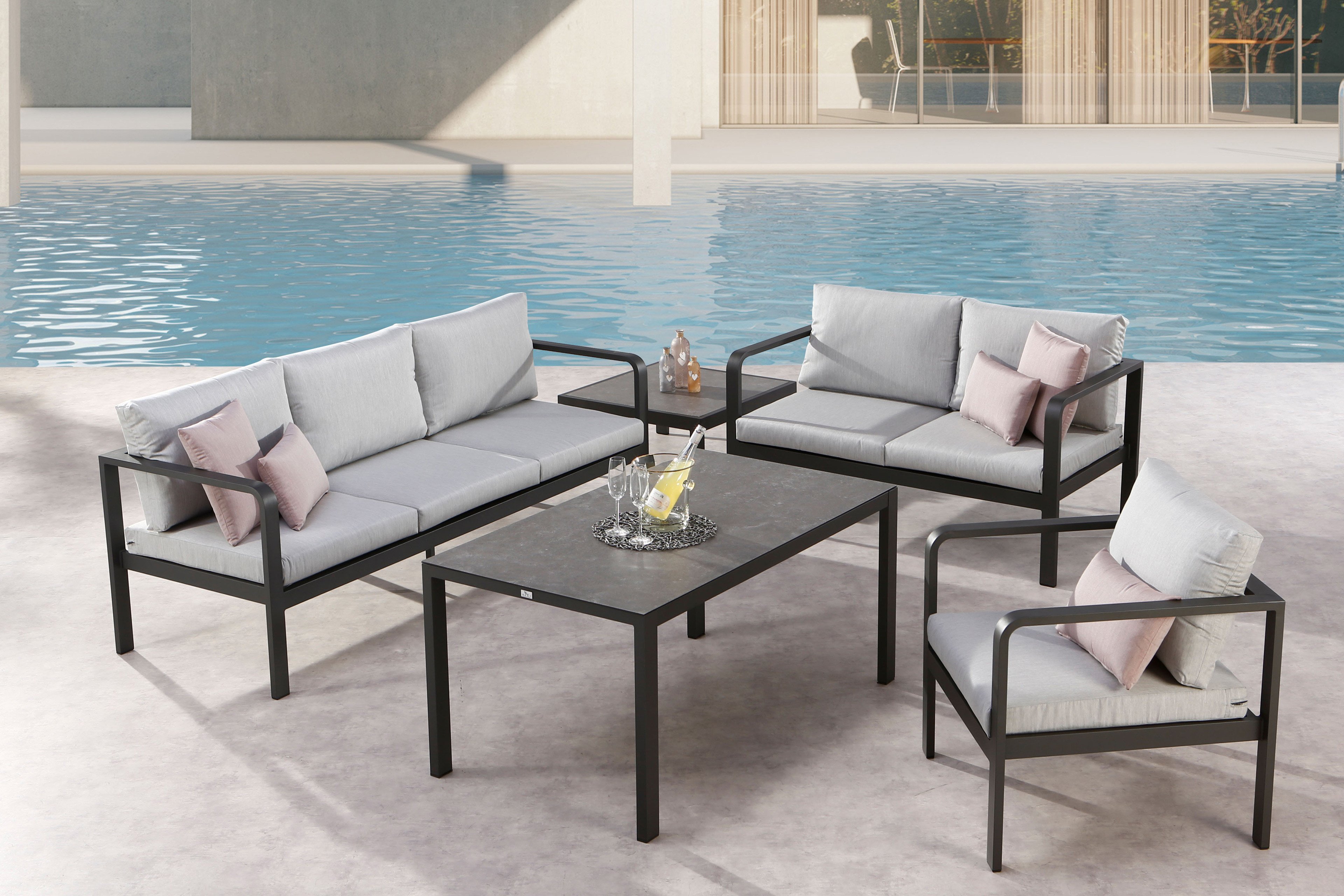 BEST Gartenlounge Cleveland anthrazit/ silber | Möbel Letz - Ihr Online