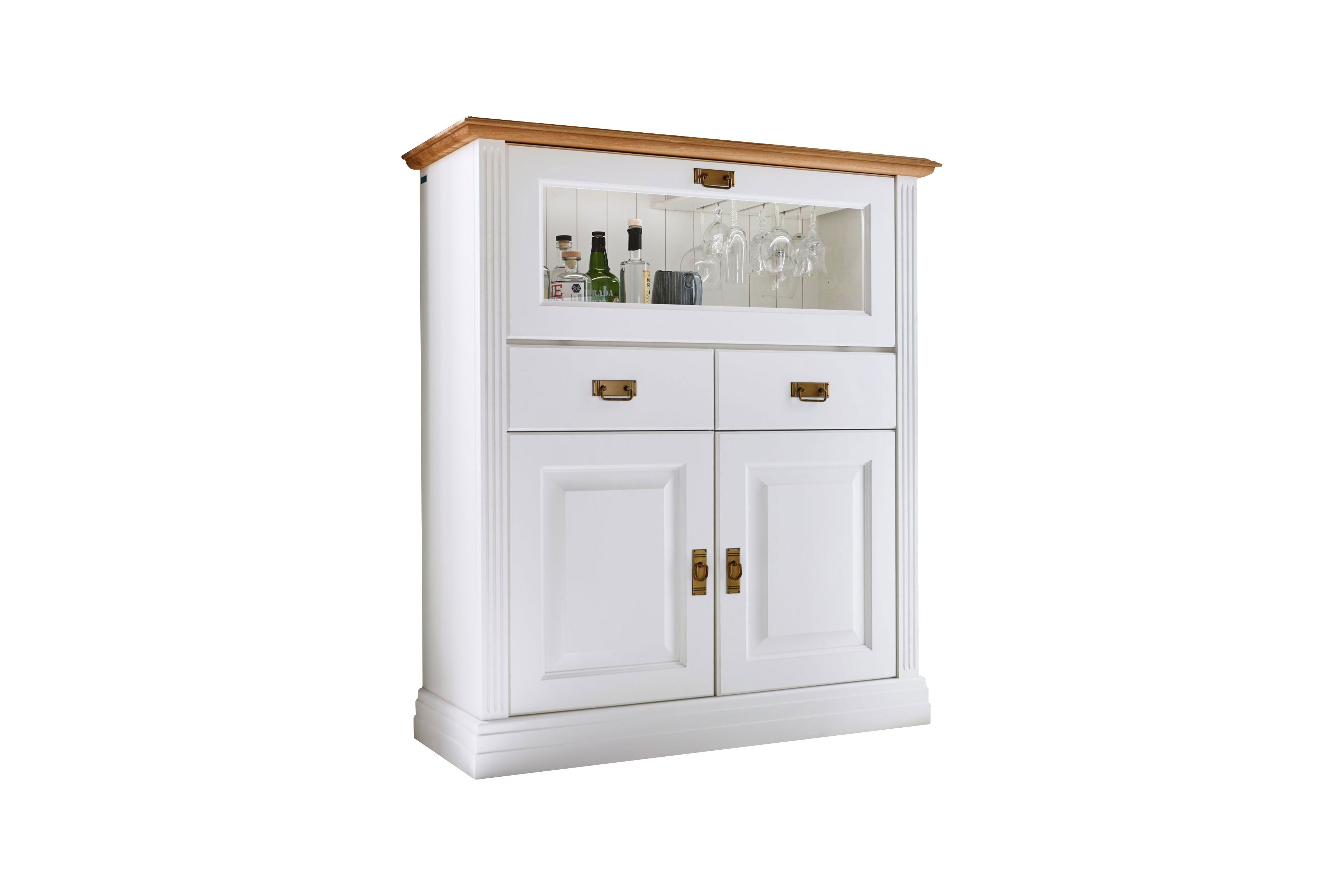 Gomab Highboard Nordic Home in Reinweiß/ Wildeiche Möbel Letz Ihr