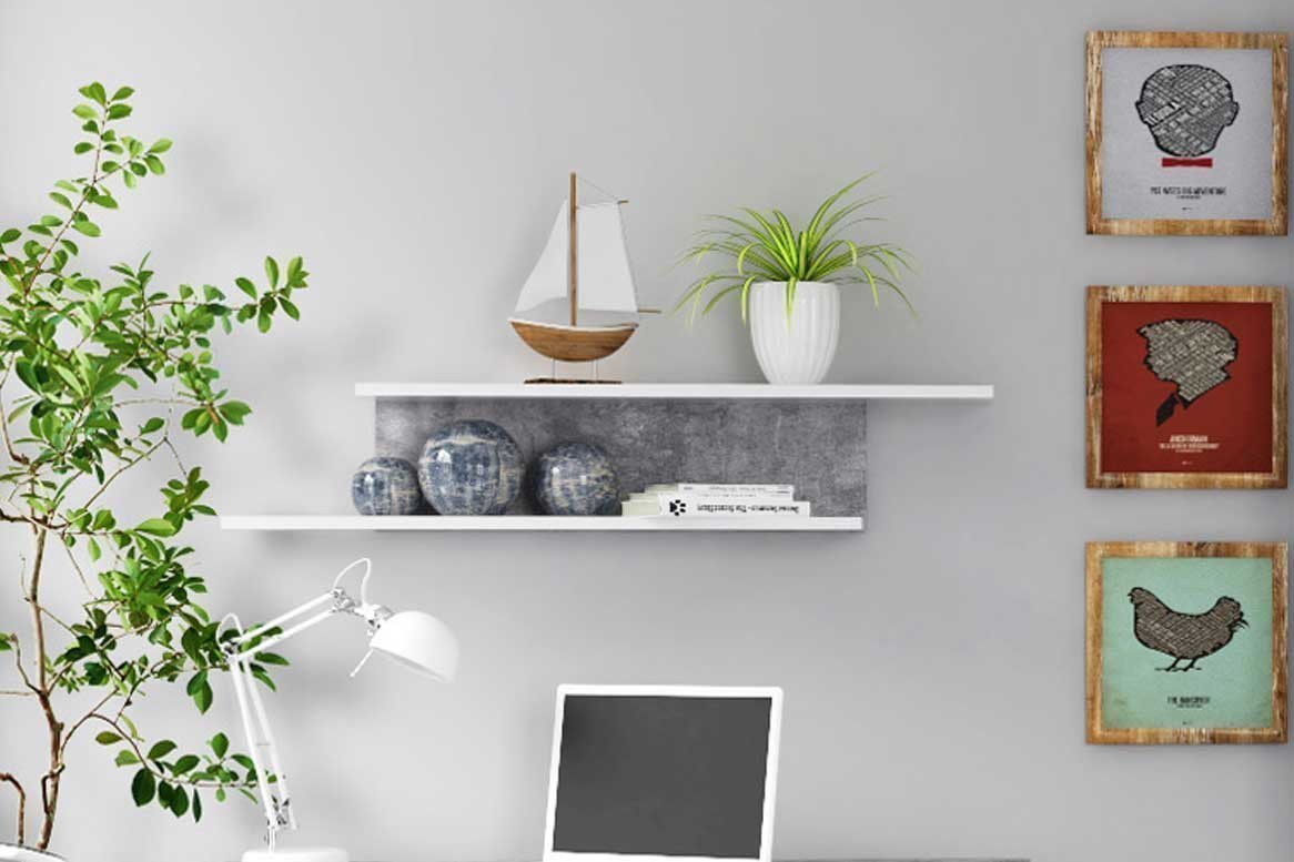 Forte Canmore Wandregal Beton - weiß glänzend | Möbel Letz - Ihr Online-Shop
