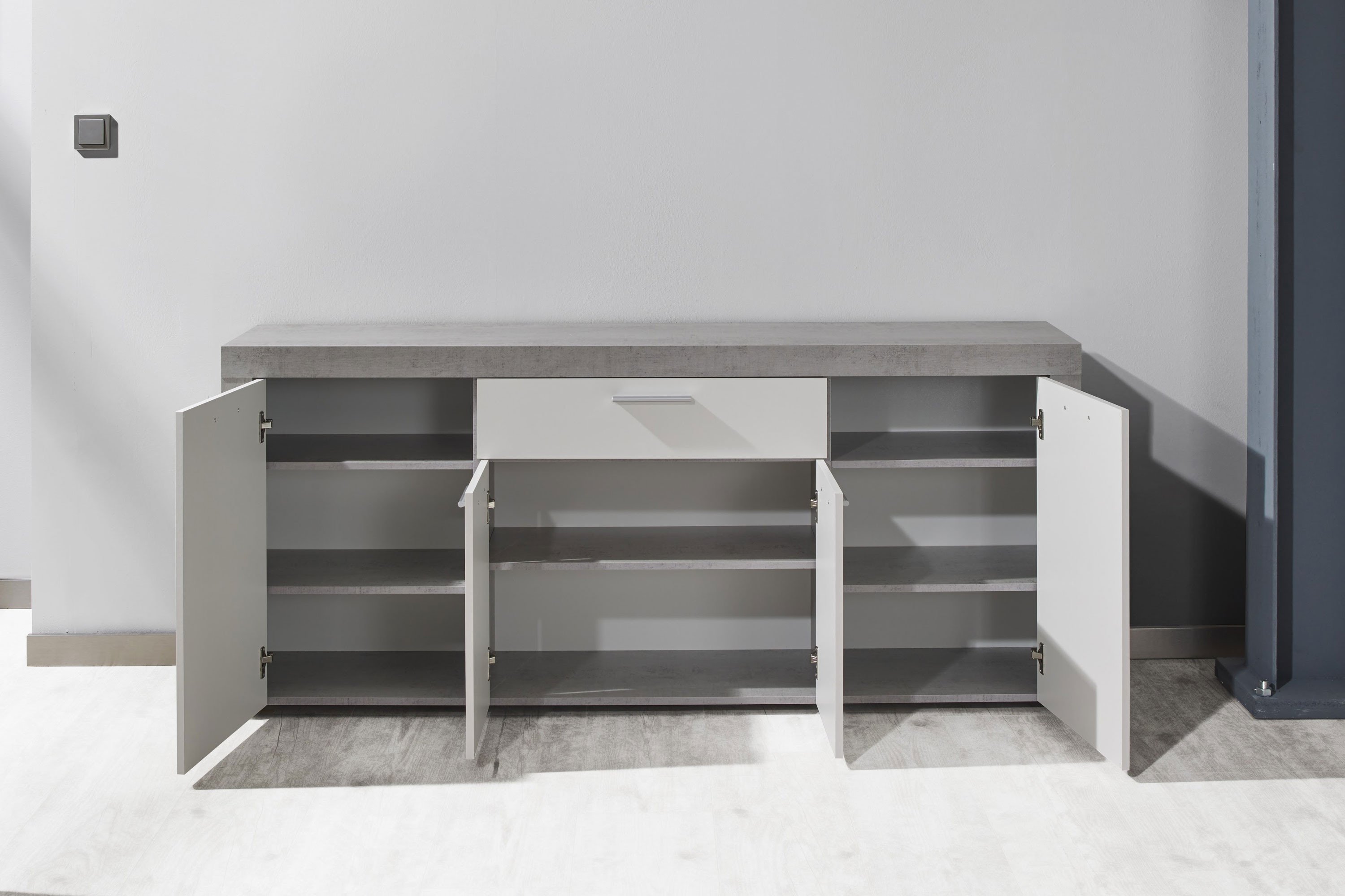 Trendteam Sideboard Creek Beton Industry/ weiß Möbel Letz Ihr