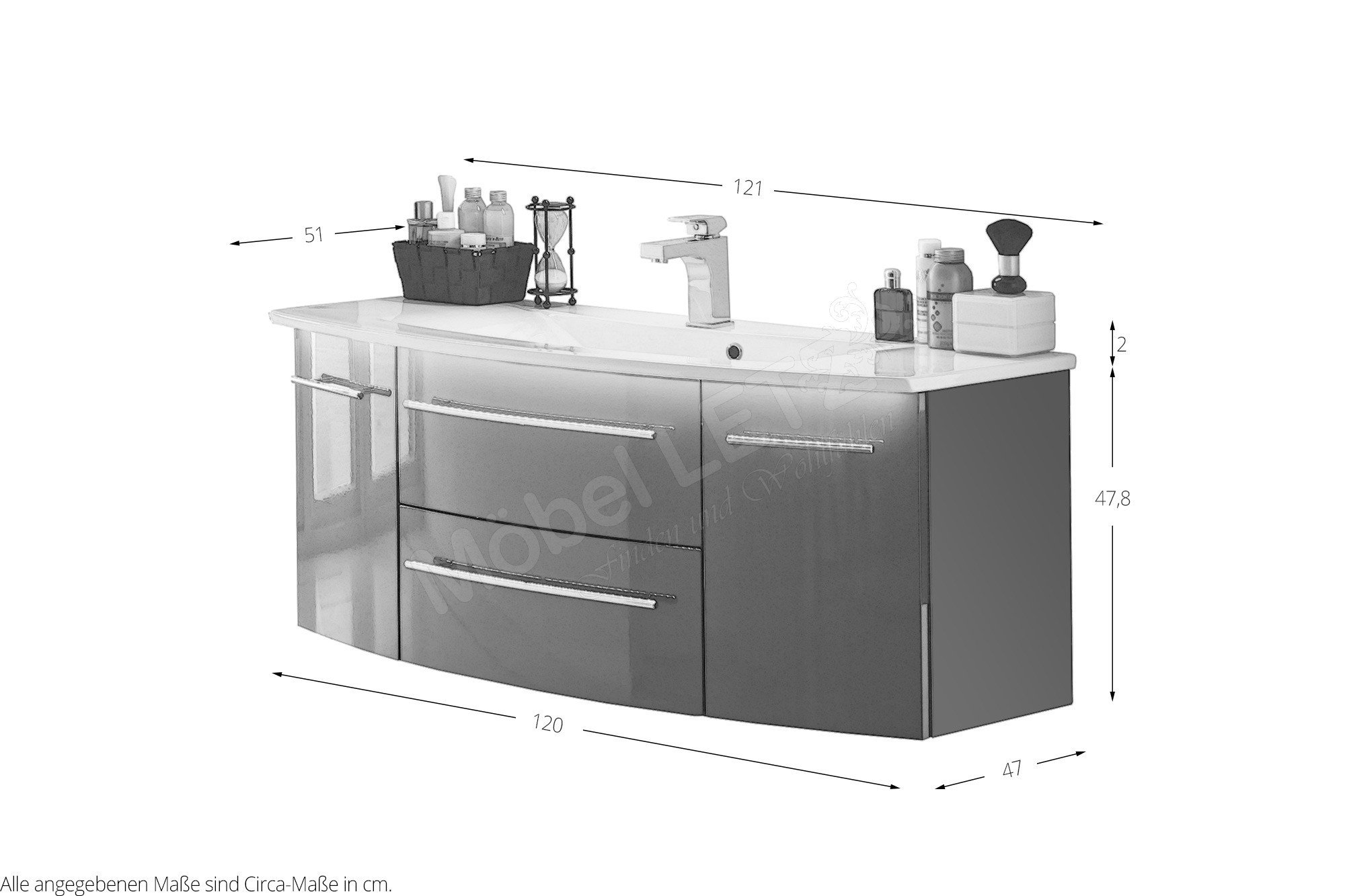Marlin Waschtisch-Set 3040 anthrazit mit Keramik-Becken | Möbel Letz - Ihr  Online-Shop