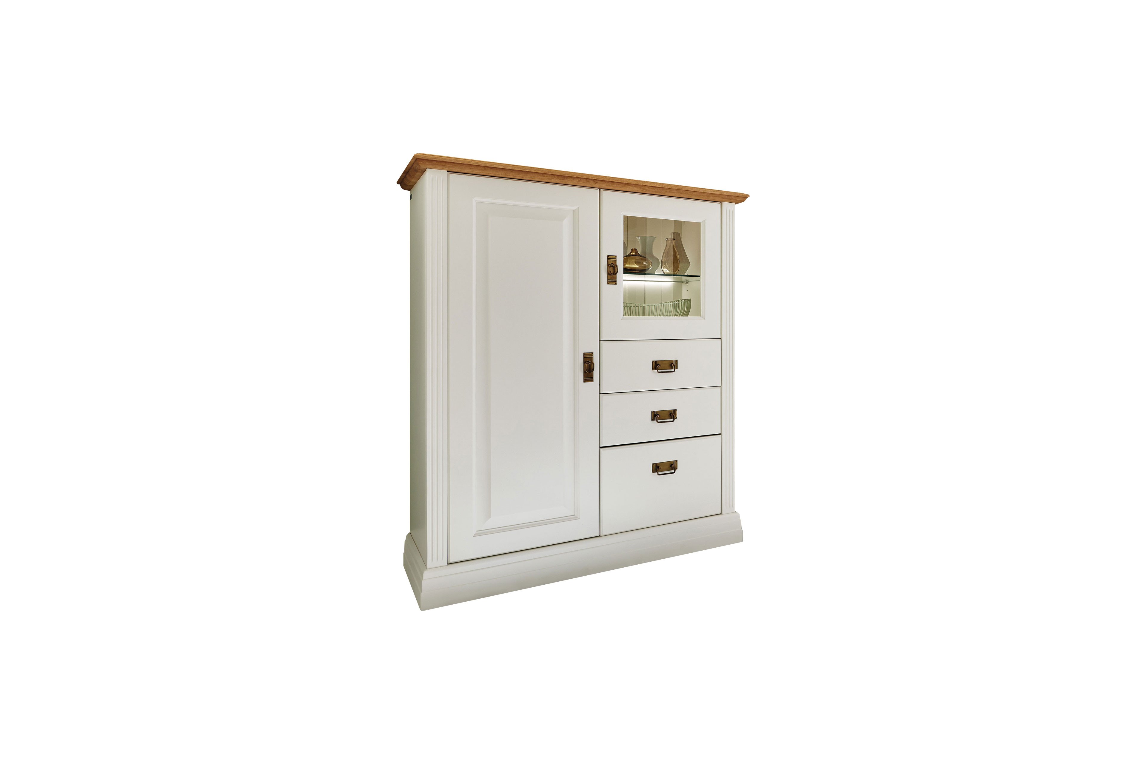 Gomab Highboard Nordic Home NHHB160KD reinweiß/ Wildeiche Möbel Letz
