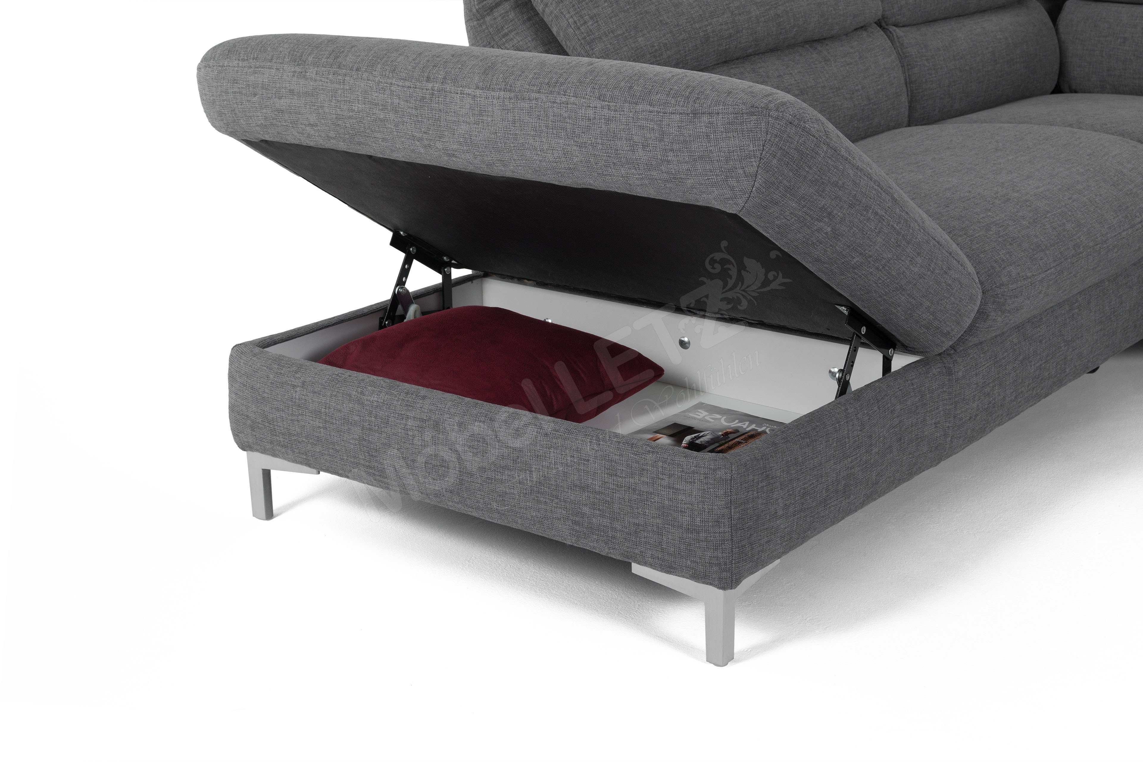 Planpolster Hillsboro Eckgarnitur in Grau | Möbel Letz - Ihr Online-Shop