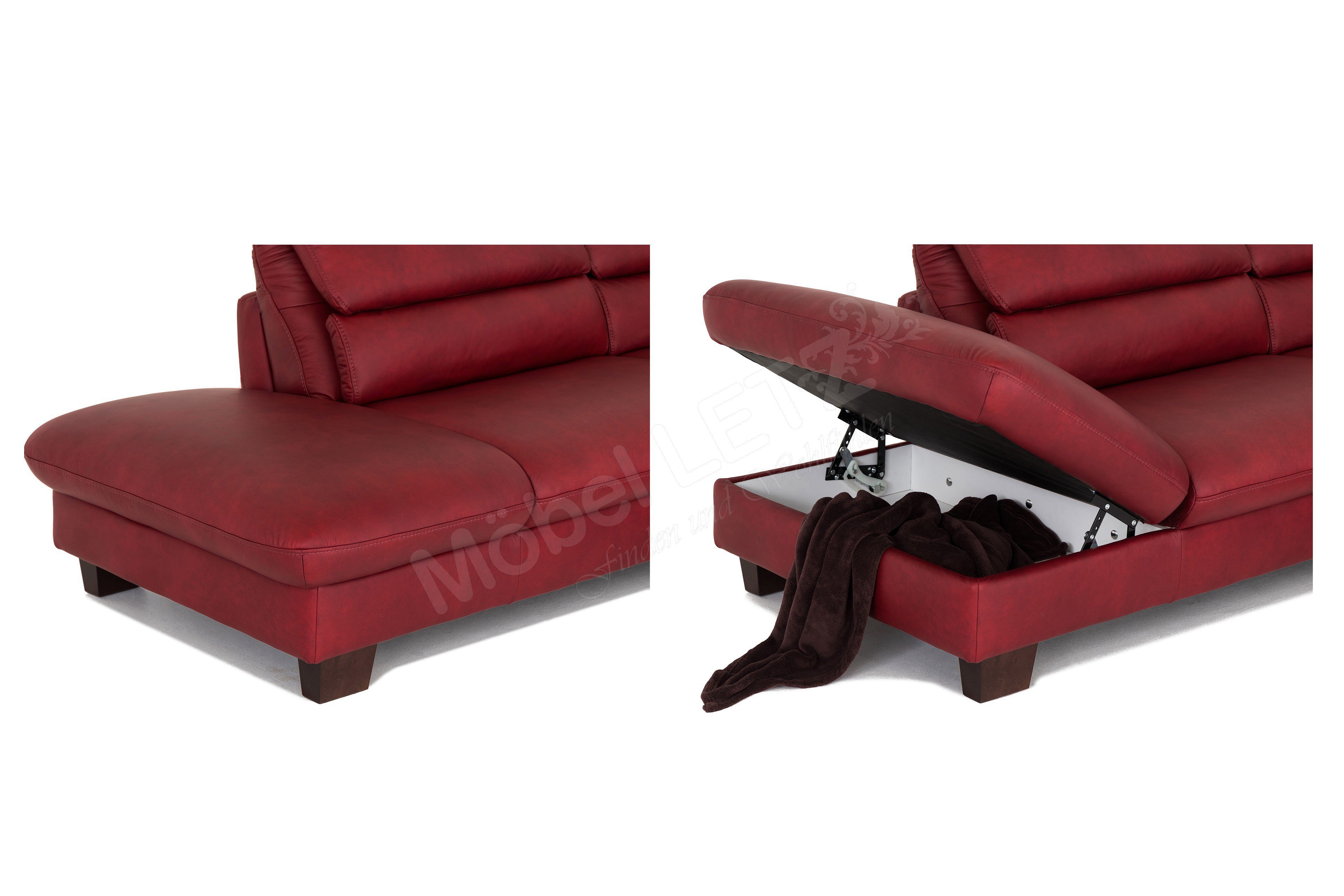 Planpolster Hillsboro Echtledergarnitur in Rot | Möbel Letz - Ihr