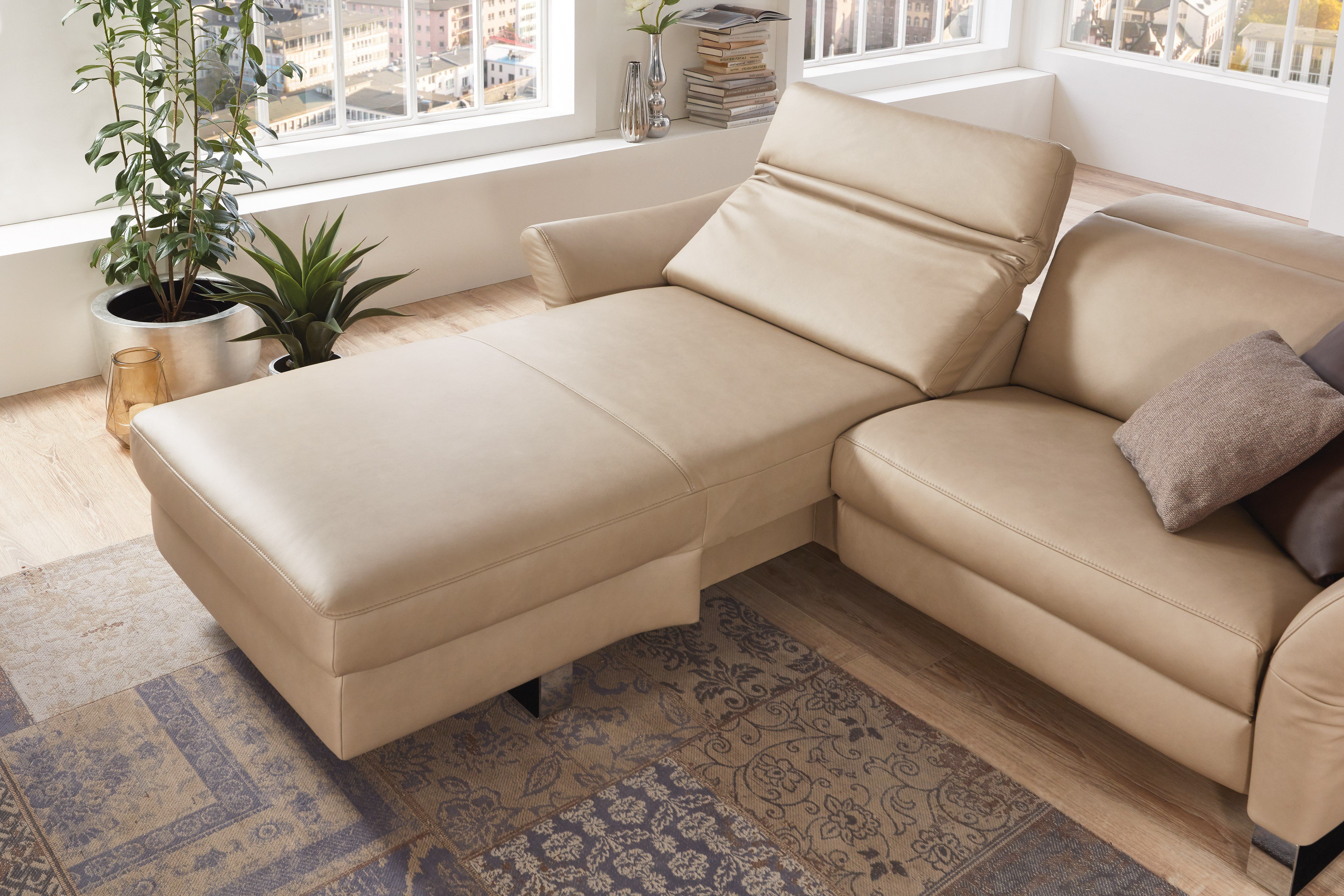 Planpolster Springfield Echtledergarnitur beige | Möbel Letz - Ihr