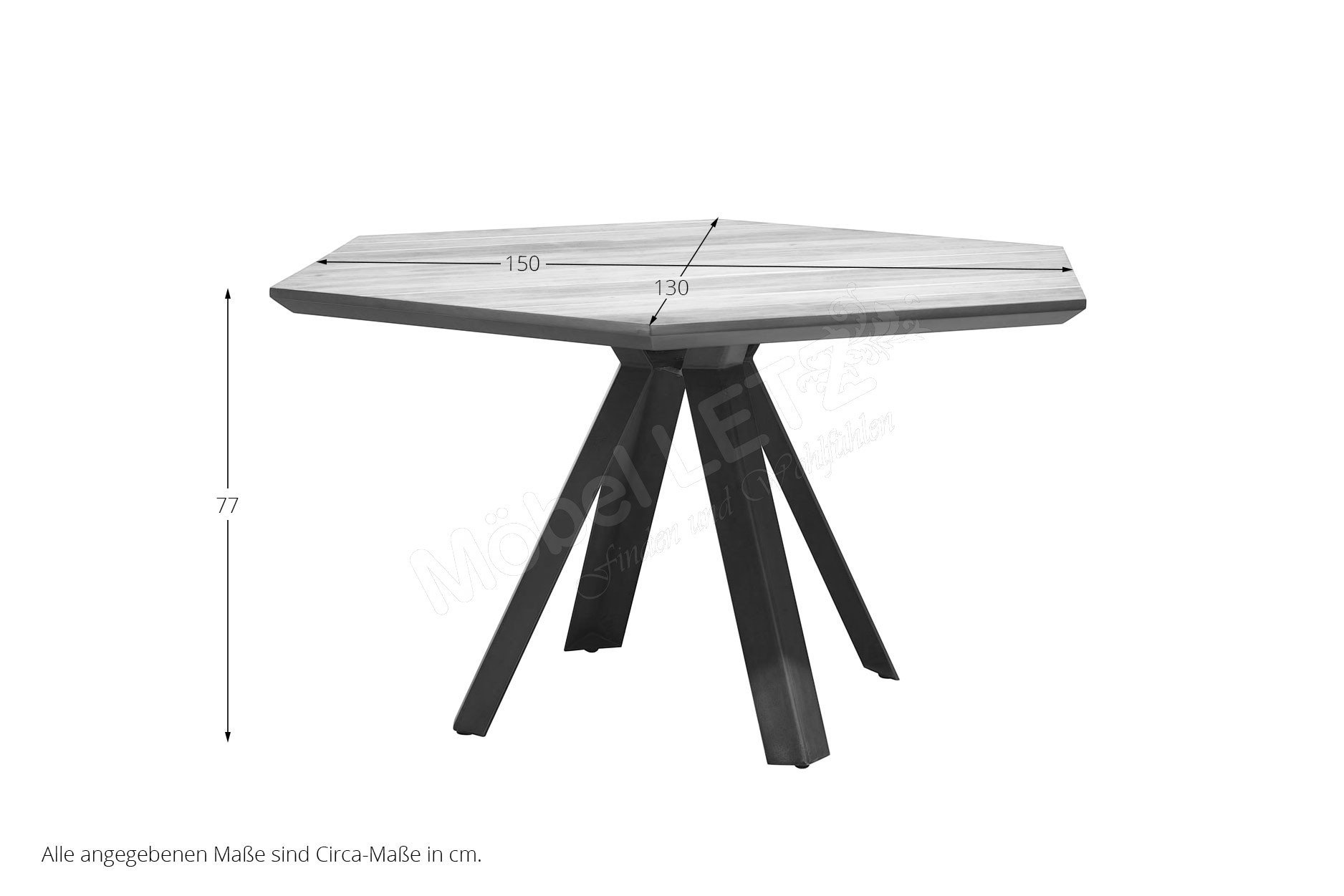 Esstisch Lugal von Habufa, mit einer Tischplatte in Akazie Tramwood