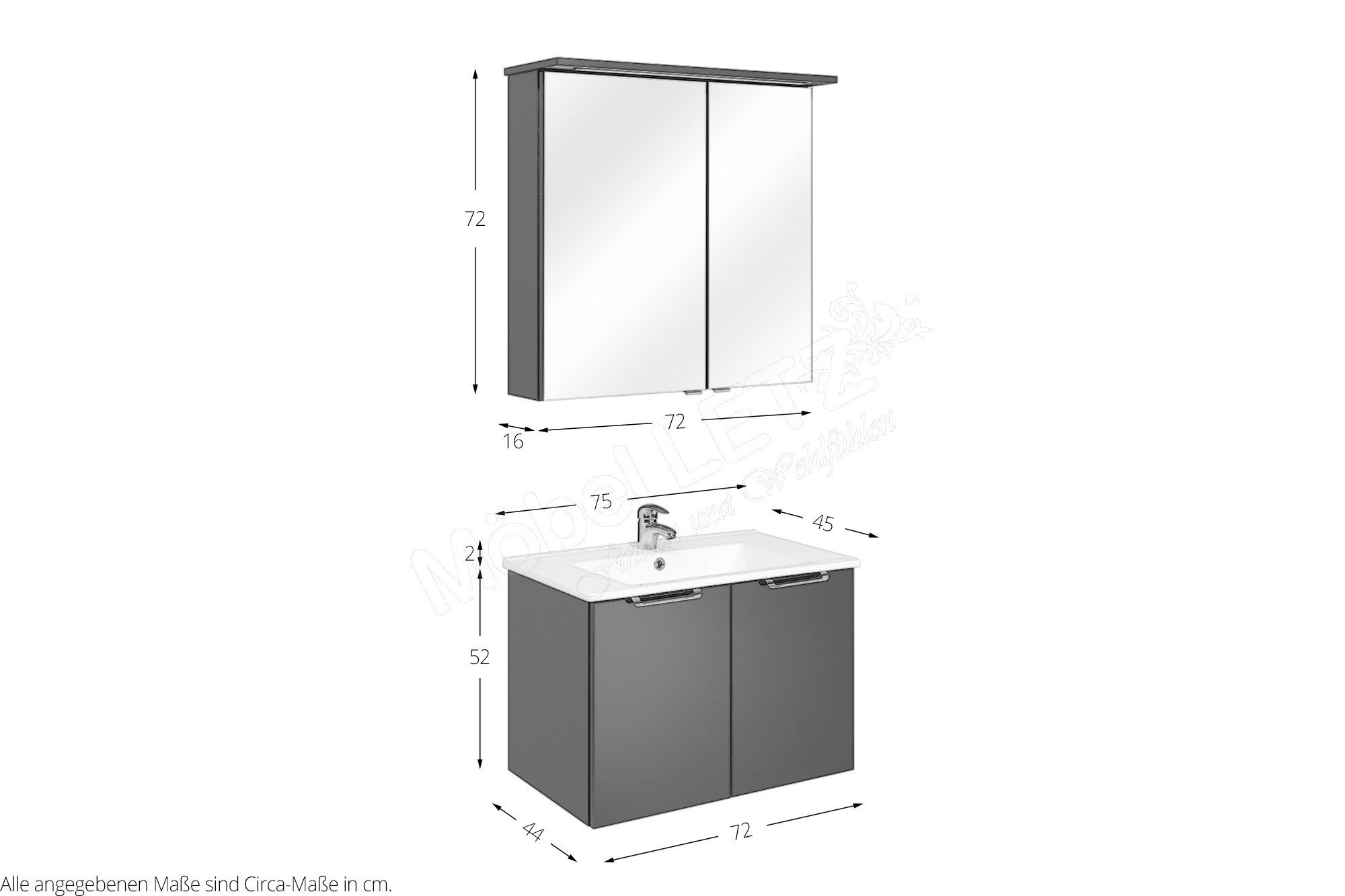 Badezimmer Schrank Montreal 131 Cm Schwarz Hochglanz Fronten A