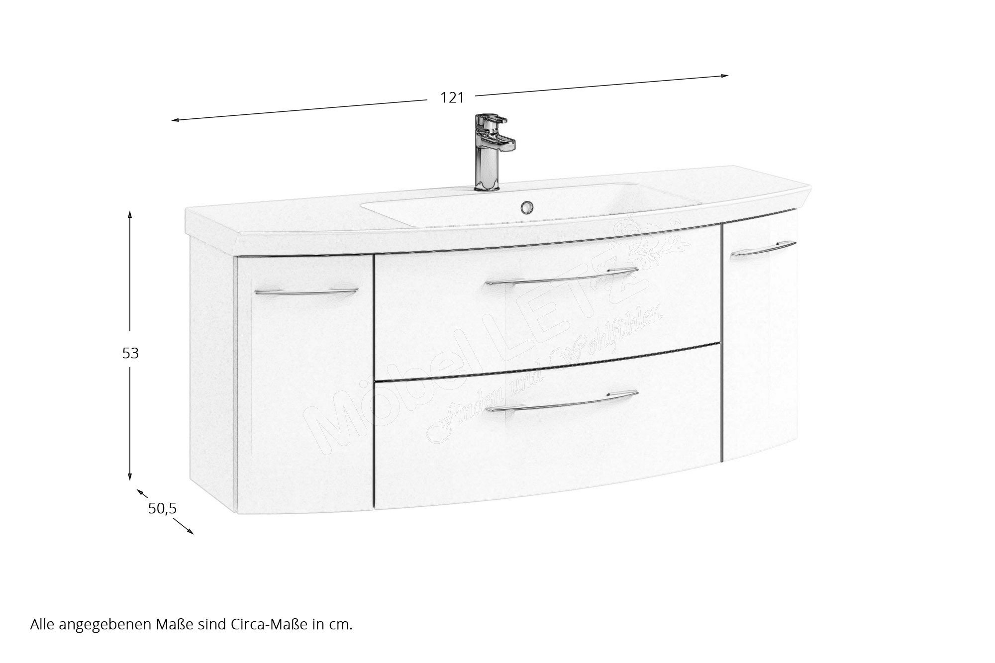 Badezimmer Cassca online ca. 120 cm weiß Hochglanz von Pelipal | Möbel Letz  - Ihr Online-Shop | Spiegelschränke