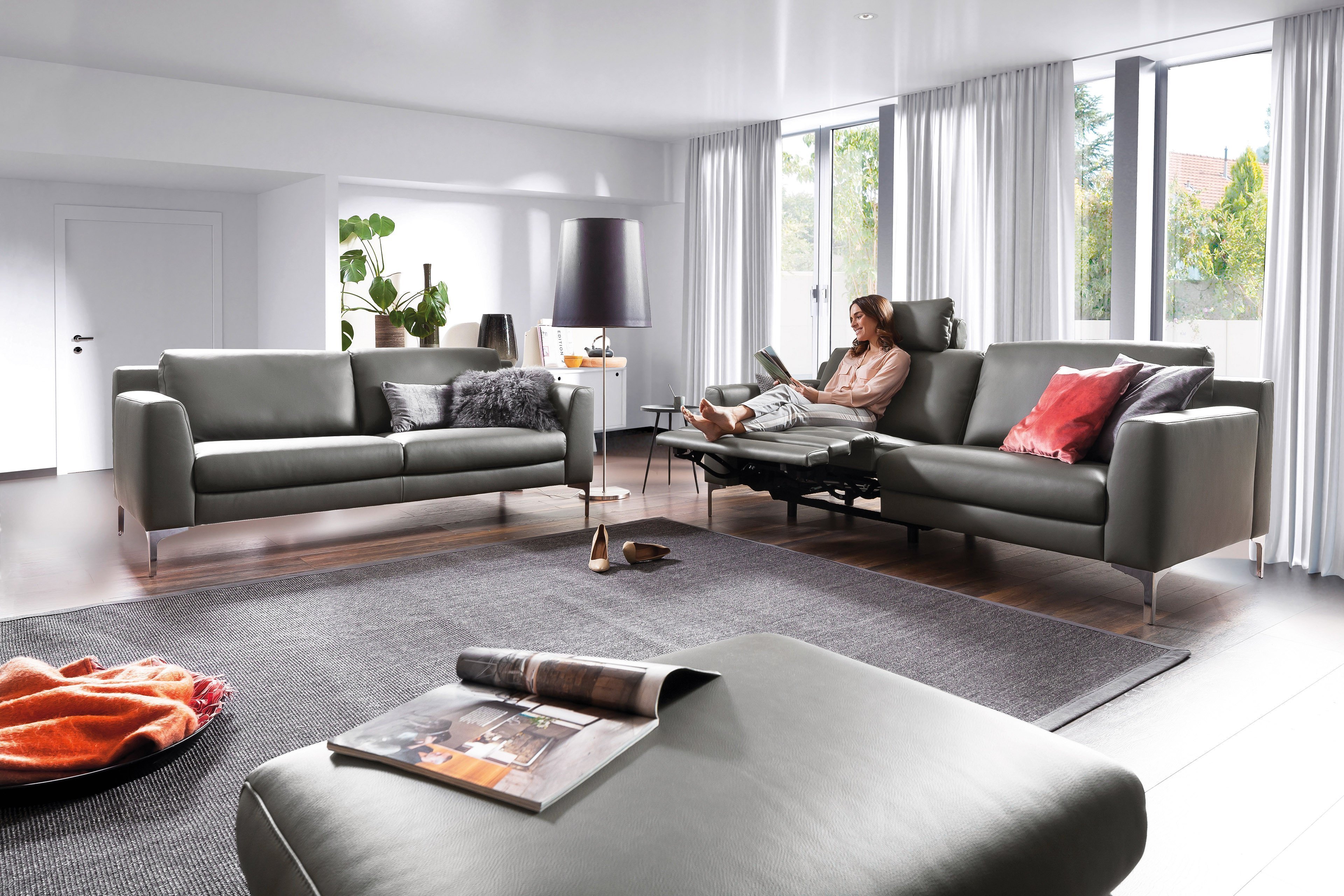 DFM Polstermöbel Mesa Leder-Gruppe in Grau | Möbel Letz - Ihr Online-Shop