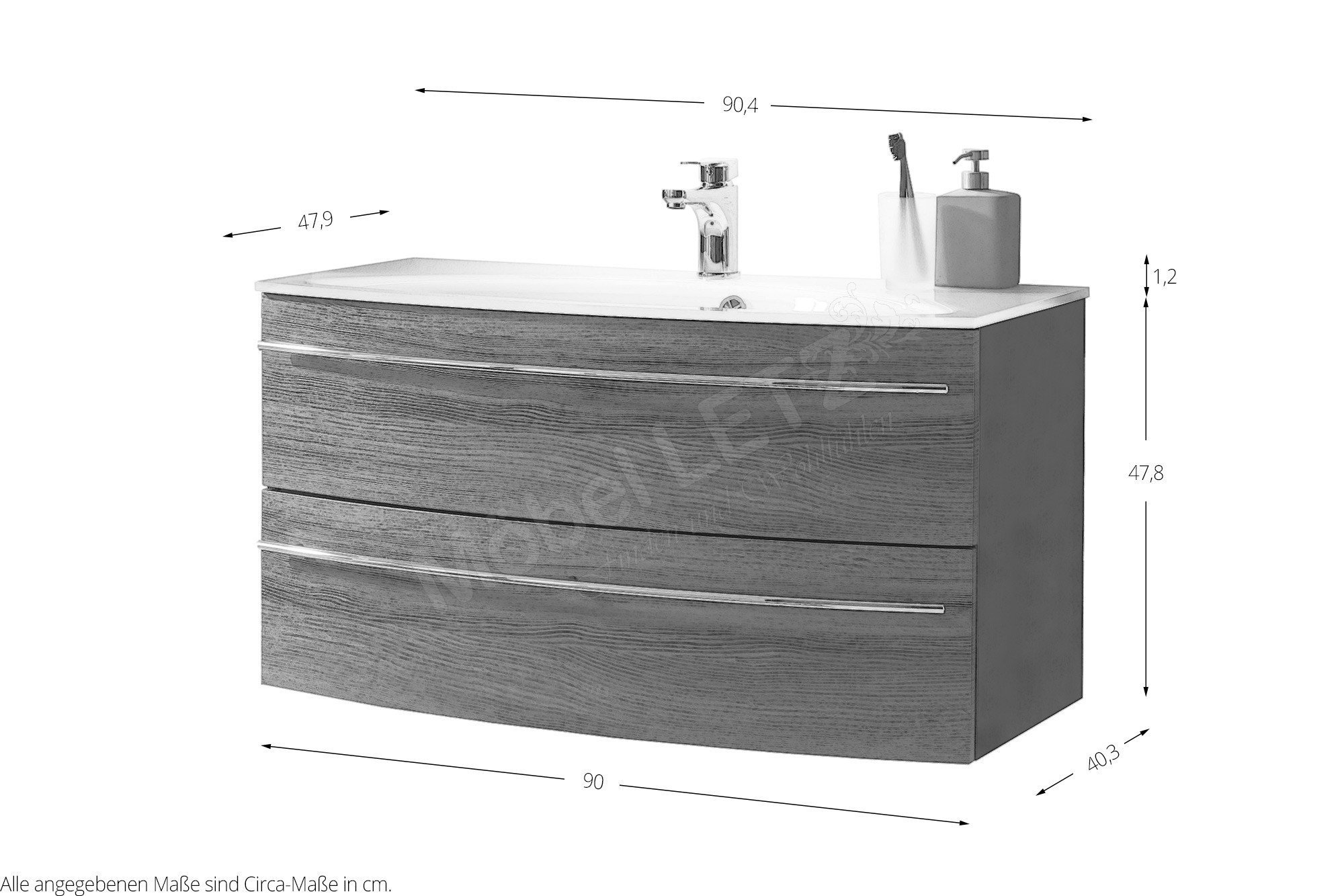 Marlin Badezimmer 3040 weiß Glanz/ anthrazit matt | Möbel Letz - Ihr  Online-Shop