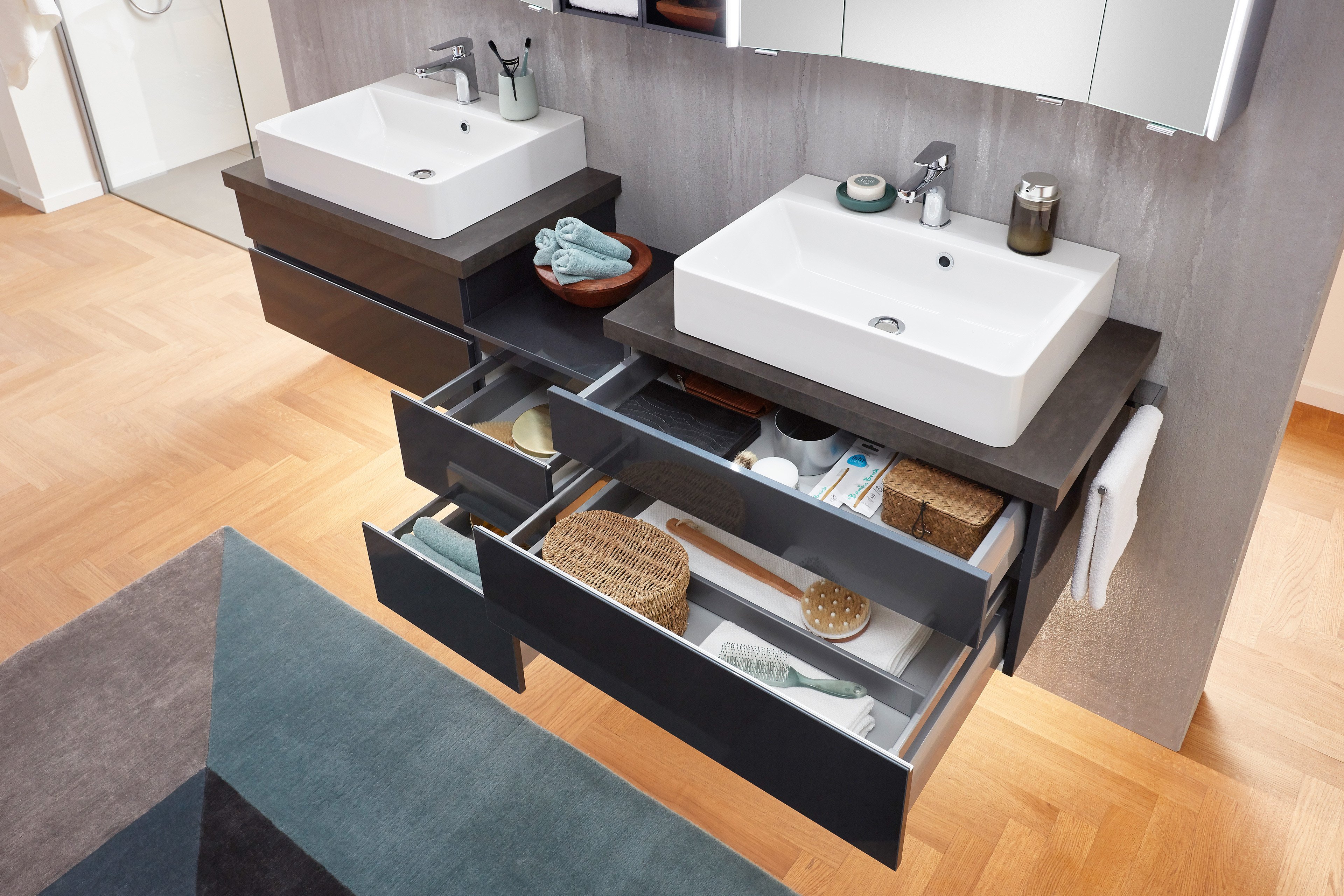 Badezimmer - Möbel | Doppel-Waschtisch anthrazit 3390 Letz Marlin Online-Shop Ihr
