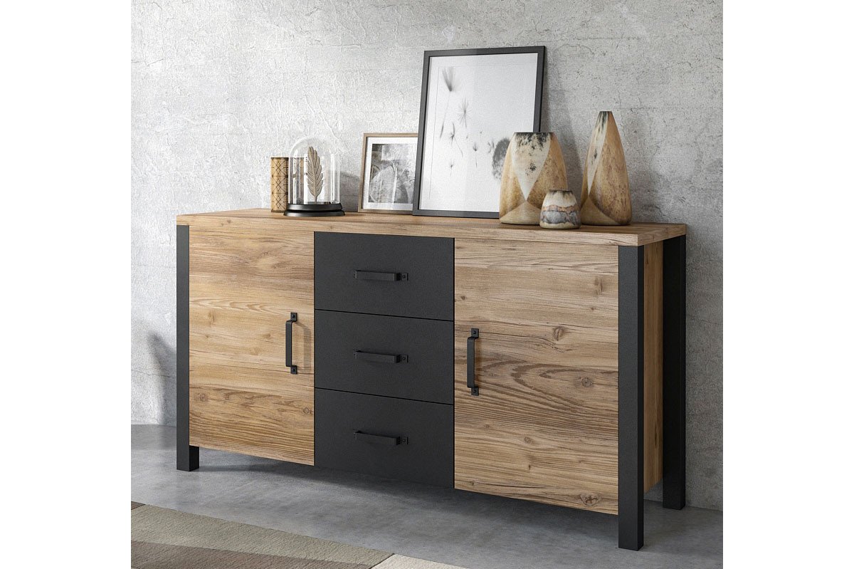 Helvetia Sideboard Olin Appenzeller Fichte/ schwarz matt