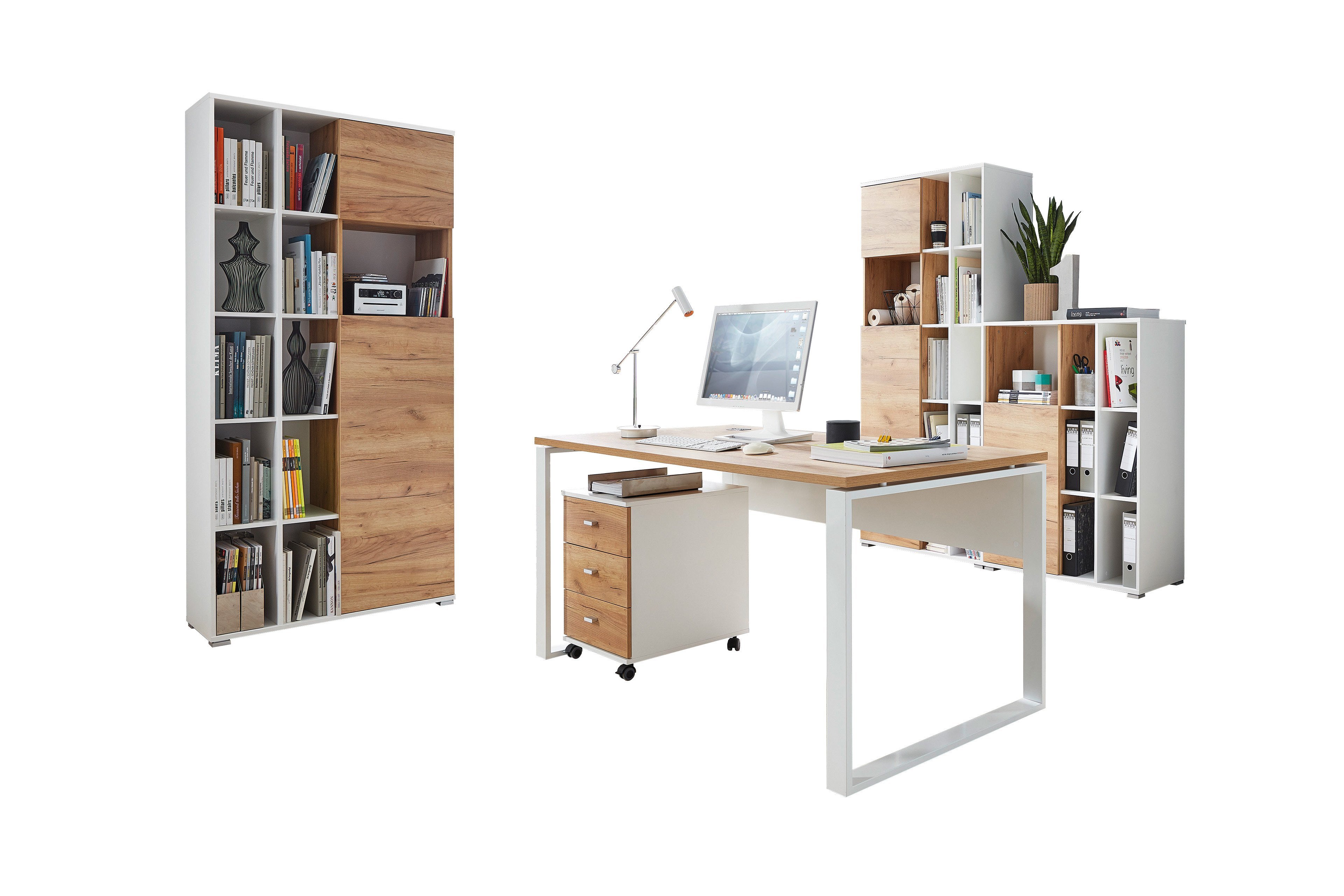 Germania Lioni | weiß-Eiche Online-Shop Letz Ihr Büromöbelset - Möbel