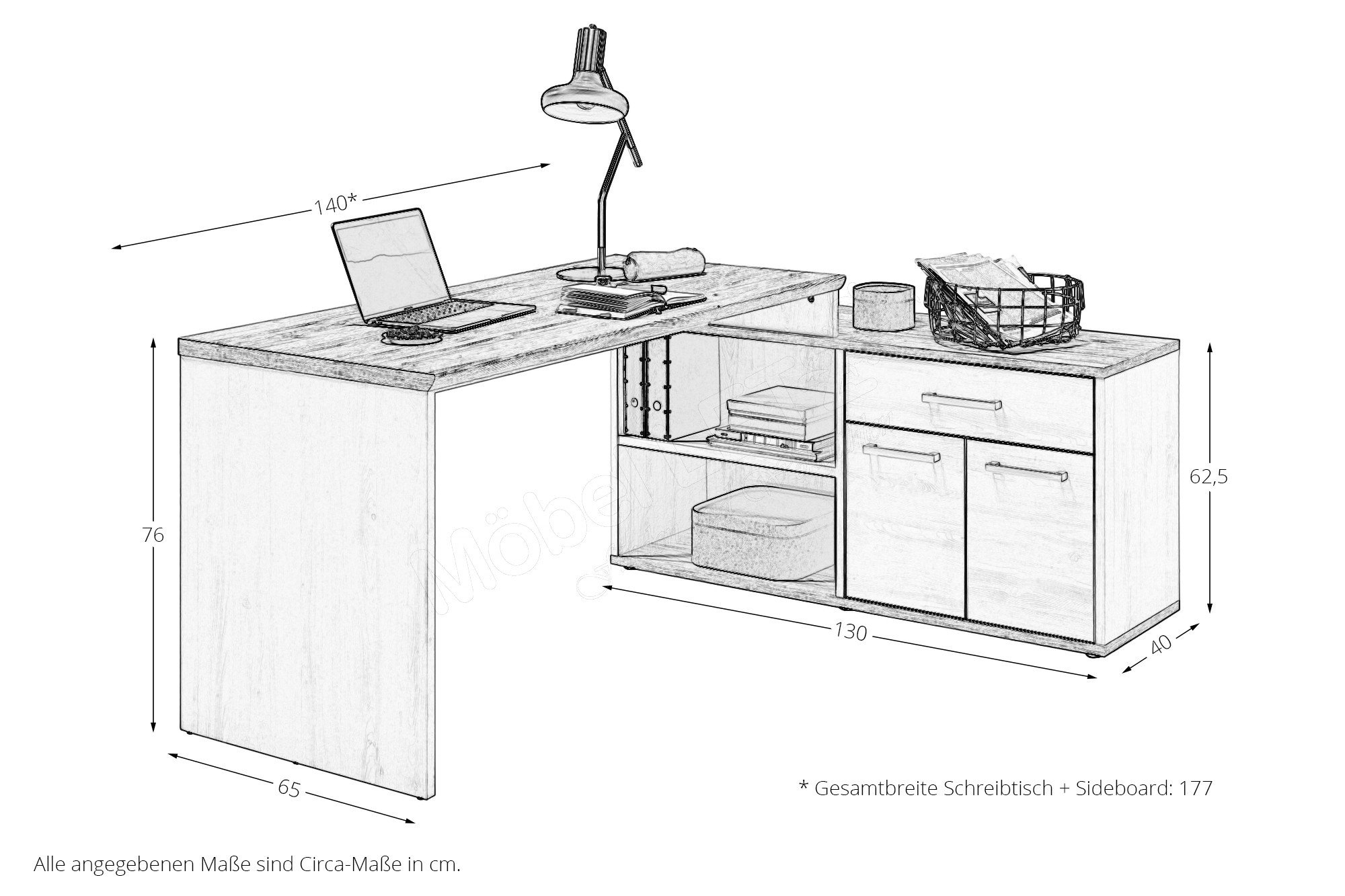BEGA Consult Romantik Schreibtisch mit Sideboard | Möbel Letz - Ihr  Online-Shop