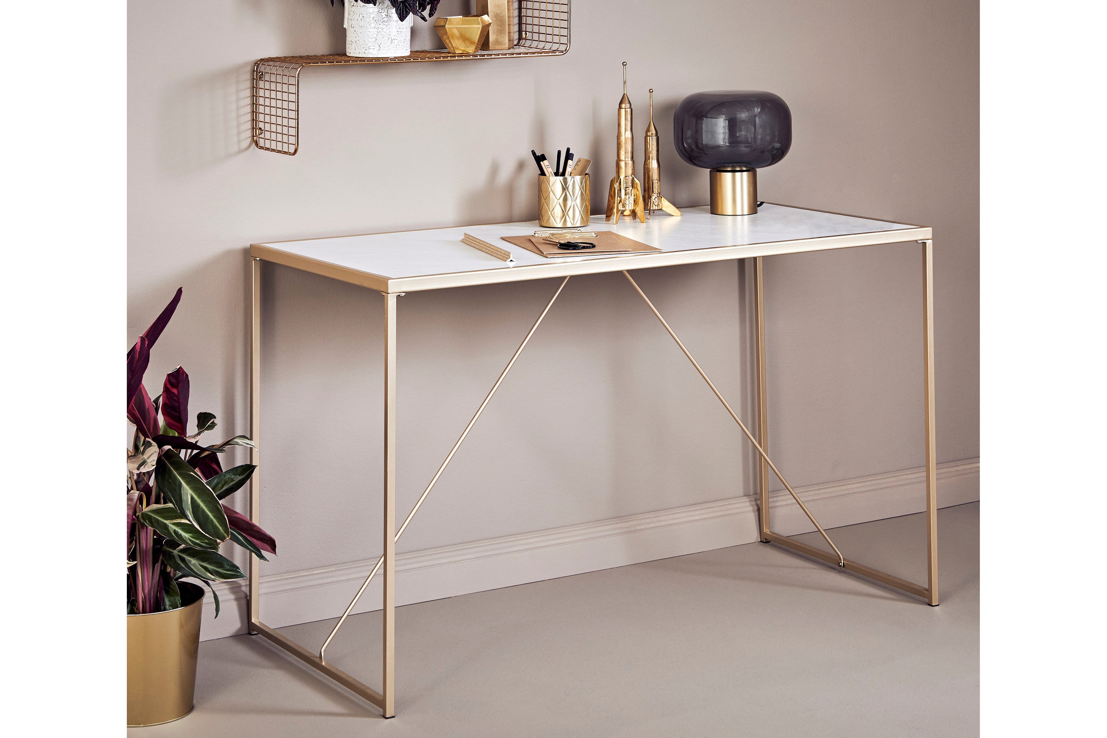 Jahnke Glam desk Schreibtisch Gold-Marmor | Möbel Letz - Ihr Online-Shop