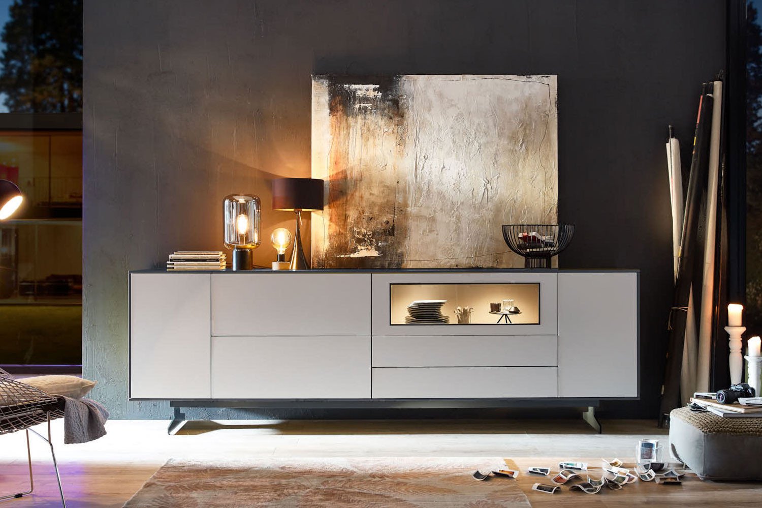 IRO Möbel Sideboard 6617 SE6000 anthrazit/ weiß Möbel