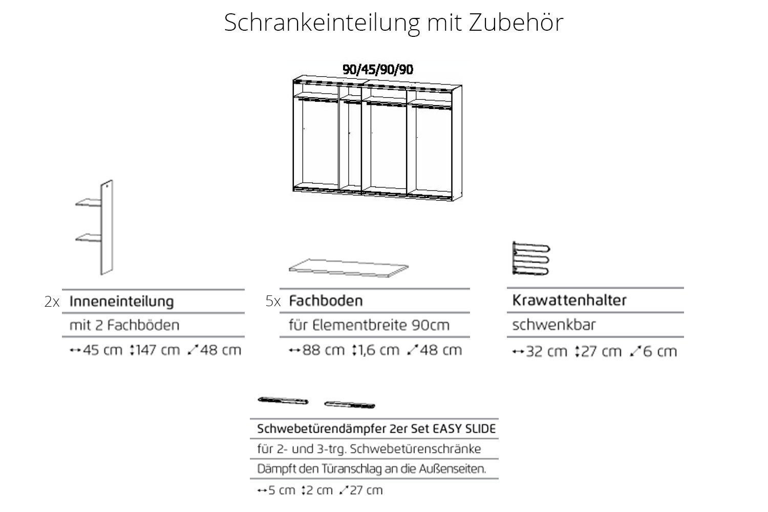 Rauch Quadra Schrank 3-türig 229 cm hoch | Möbel Letz - Ihr Online-Shop
