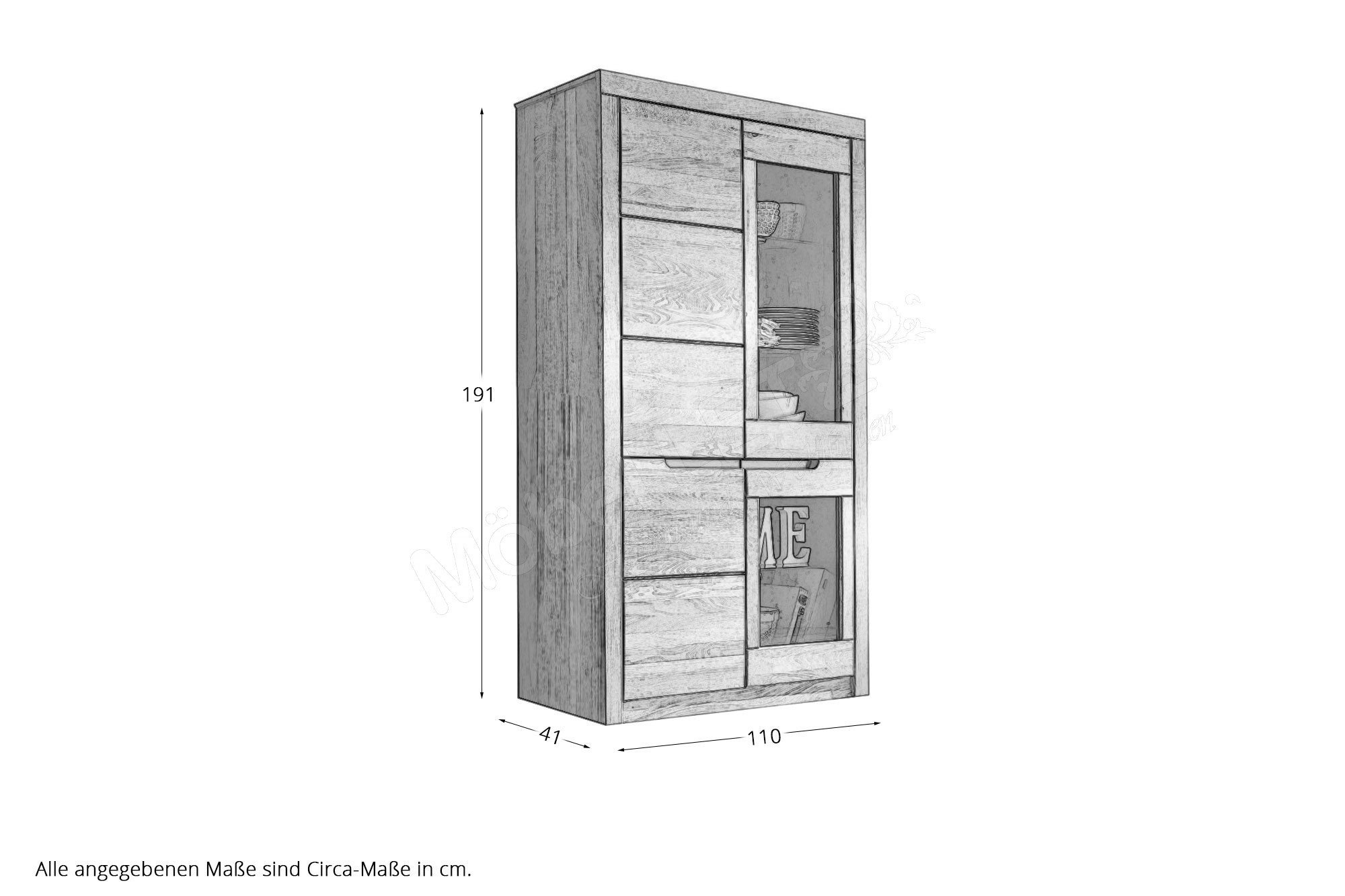 Online-Shop Wohnglücklich Möbel Basel - Wildeiche 7001 grau natur/ Letz Ihr | Vitrine