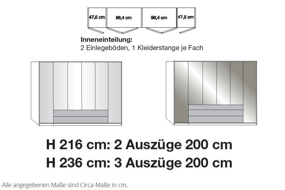 cm 236 Online-Shop hoch - mit Letz Möbel Ihr Wiemann Schrank Schubladen | Metz
