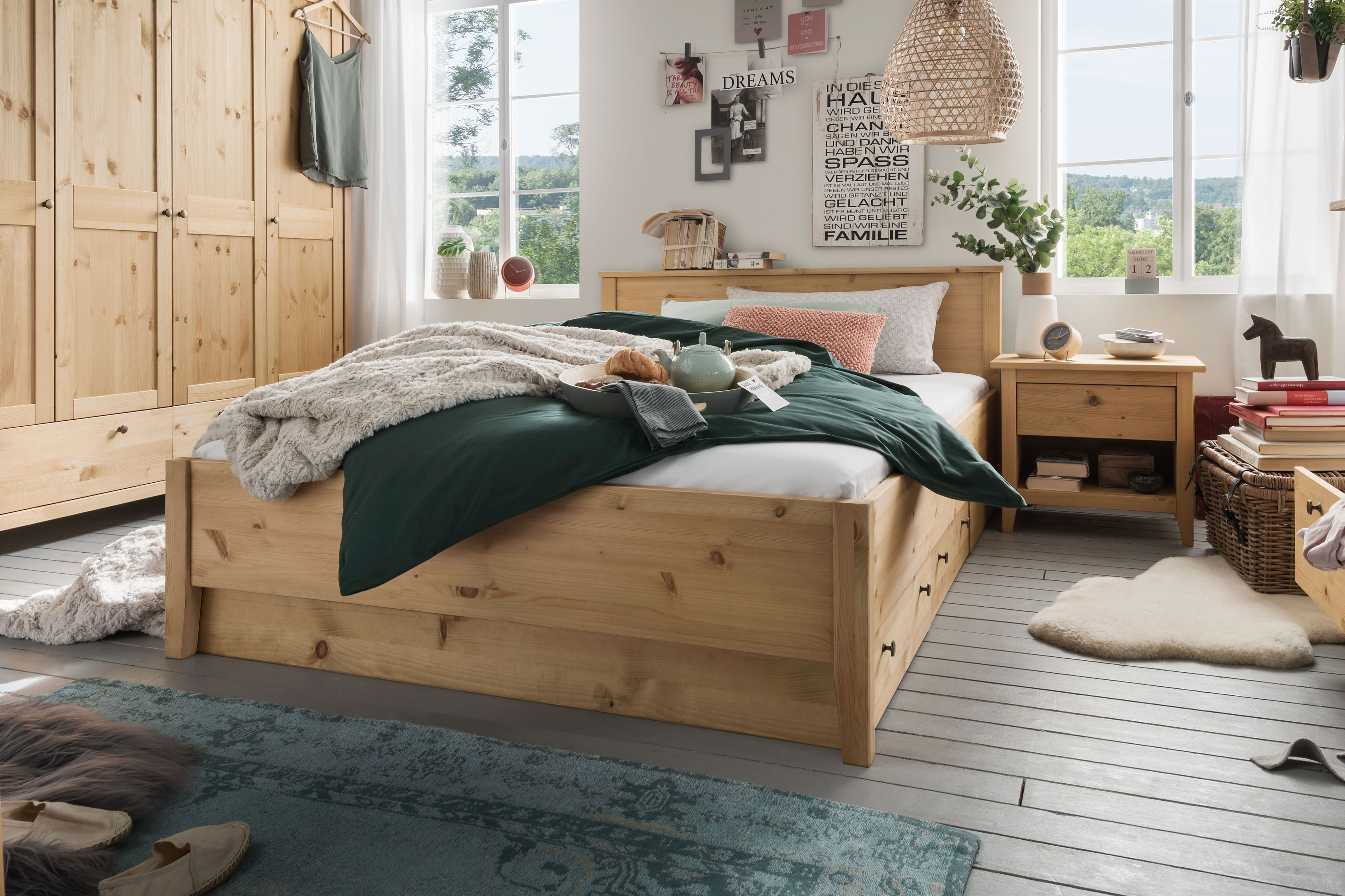 Landhausbett laugenfarbig Möbel Letz | Wohnglücklich - Solvita Online-Shop Ihr