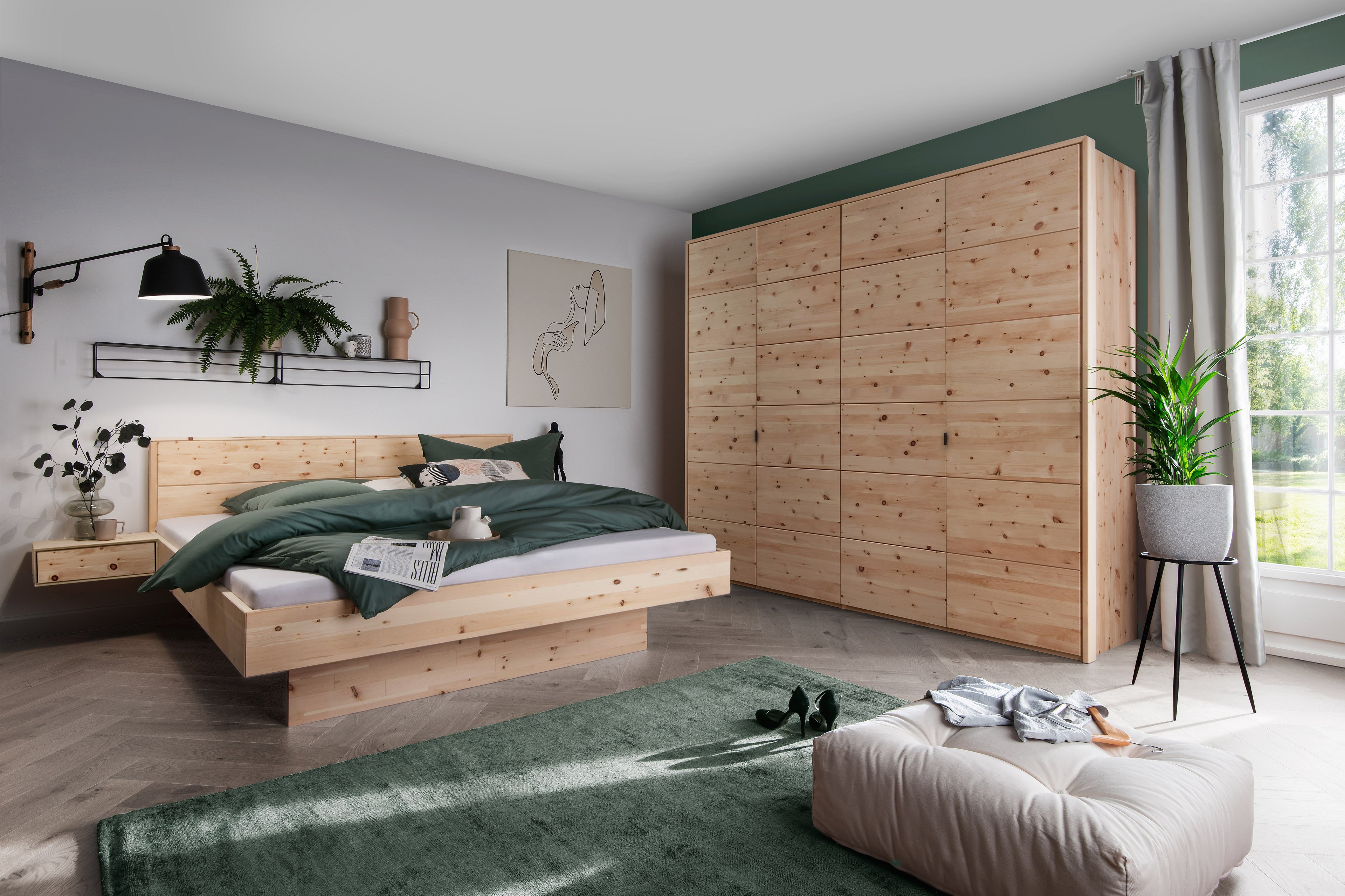 zirbe von nature living - schlafzimmer-set 4-teilig zirbenholz