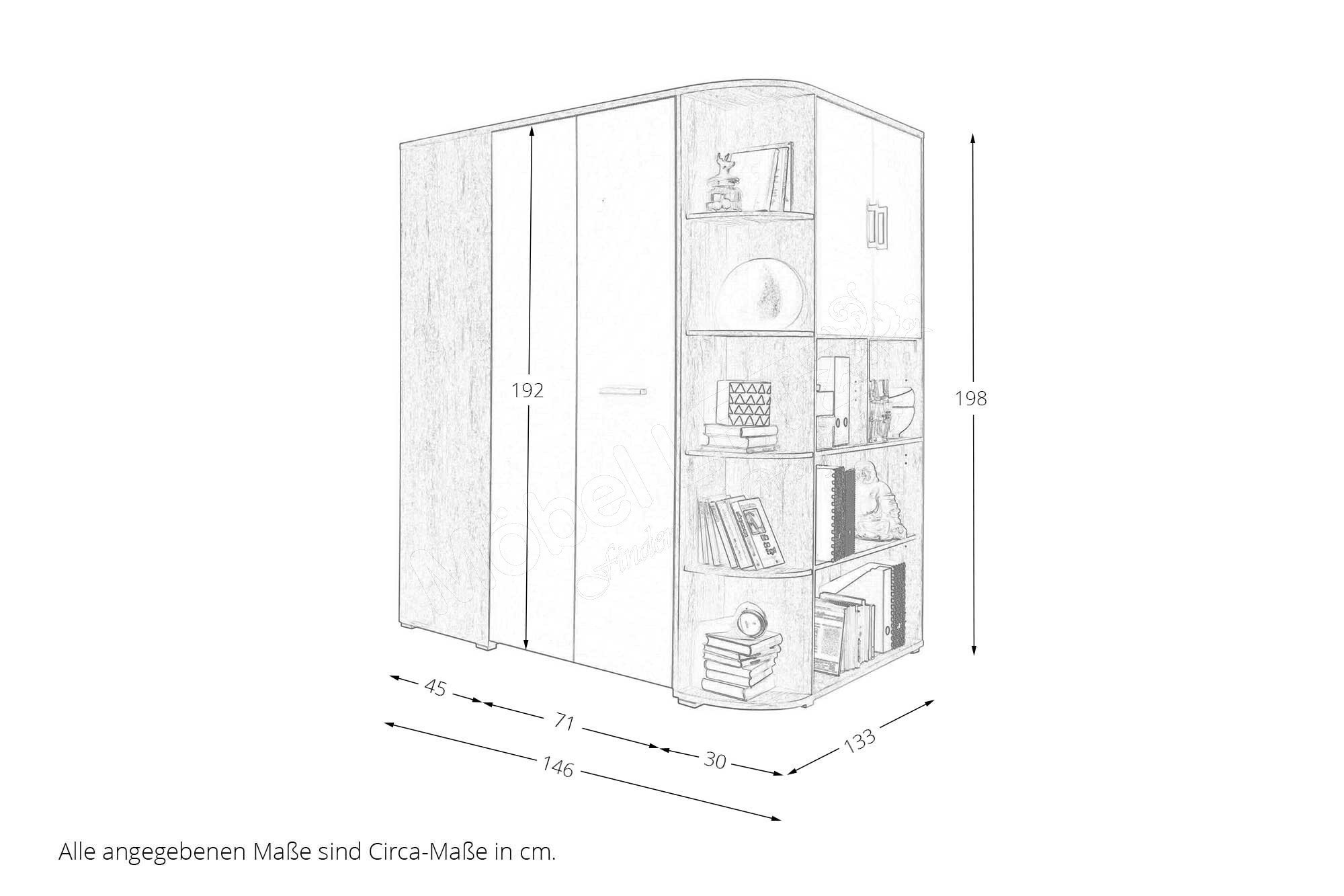 Eckkleiderschrank Corner - - Letz Möbel weiß Online-Shop | Ihr Sandeiche BEGABINO