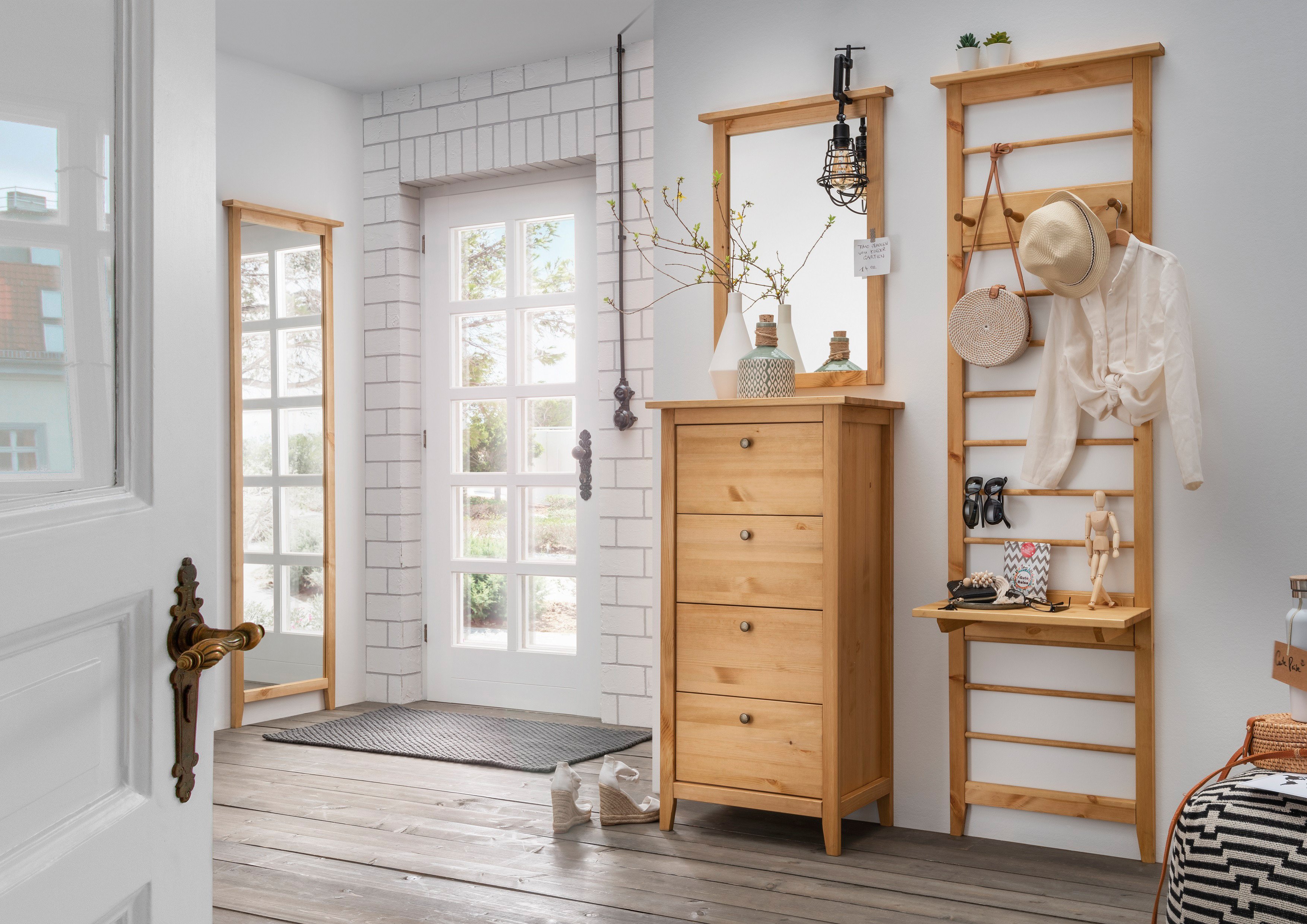 aus Letz Ihr Wohnglücklich laugenfarbiger - Möbel Solvita | Online-Shop Garderobenset Kiefer, massiv