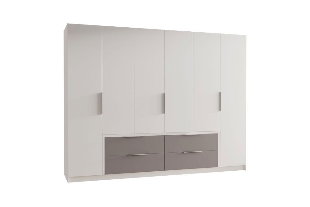 Forte Luano Kleiderschrank mit grau - - Letz Ihr Schubladen | Möbel Online-Shop weiß