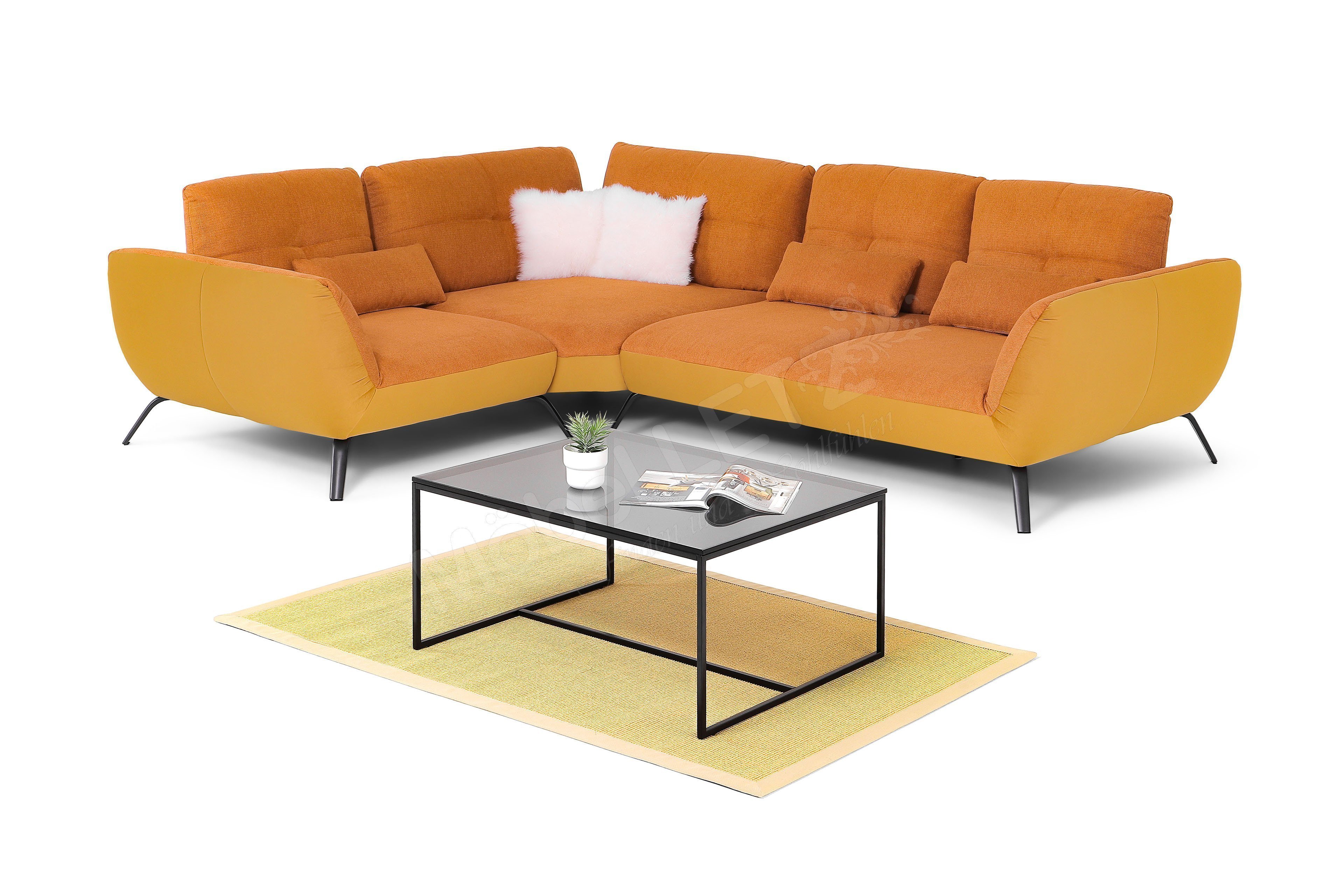 Poco Polstermöbel Dover Sofaecke in OrangeGold Möbel Letz Ihr