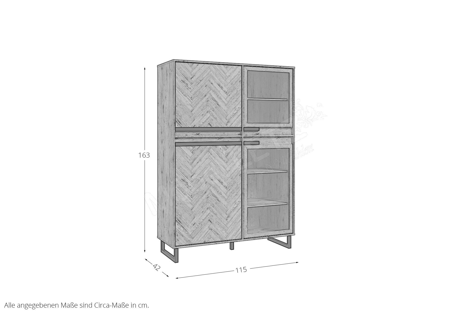 Forte Möbel Highboard Solletico mit 2 Glasausschnitten | Möbel Letz - Ihr  Online-Shop | Vitrinenschränke
