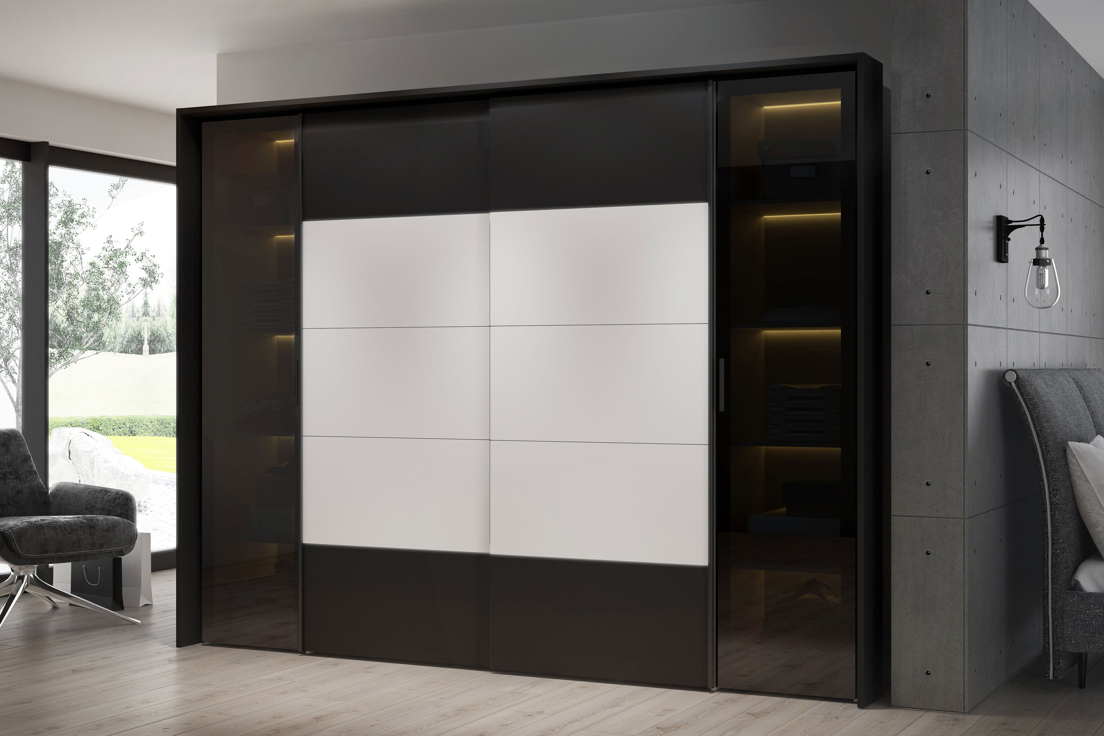 Forte Vendela | Außentüren Möbel Online-Shop Schwarzglas - Schrank mit Letz Ihr aus