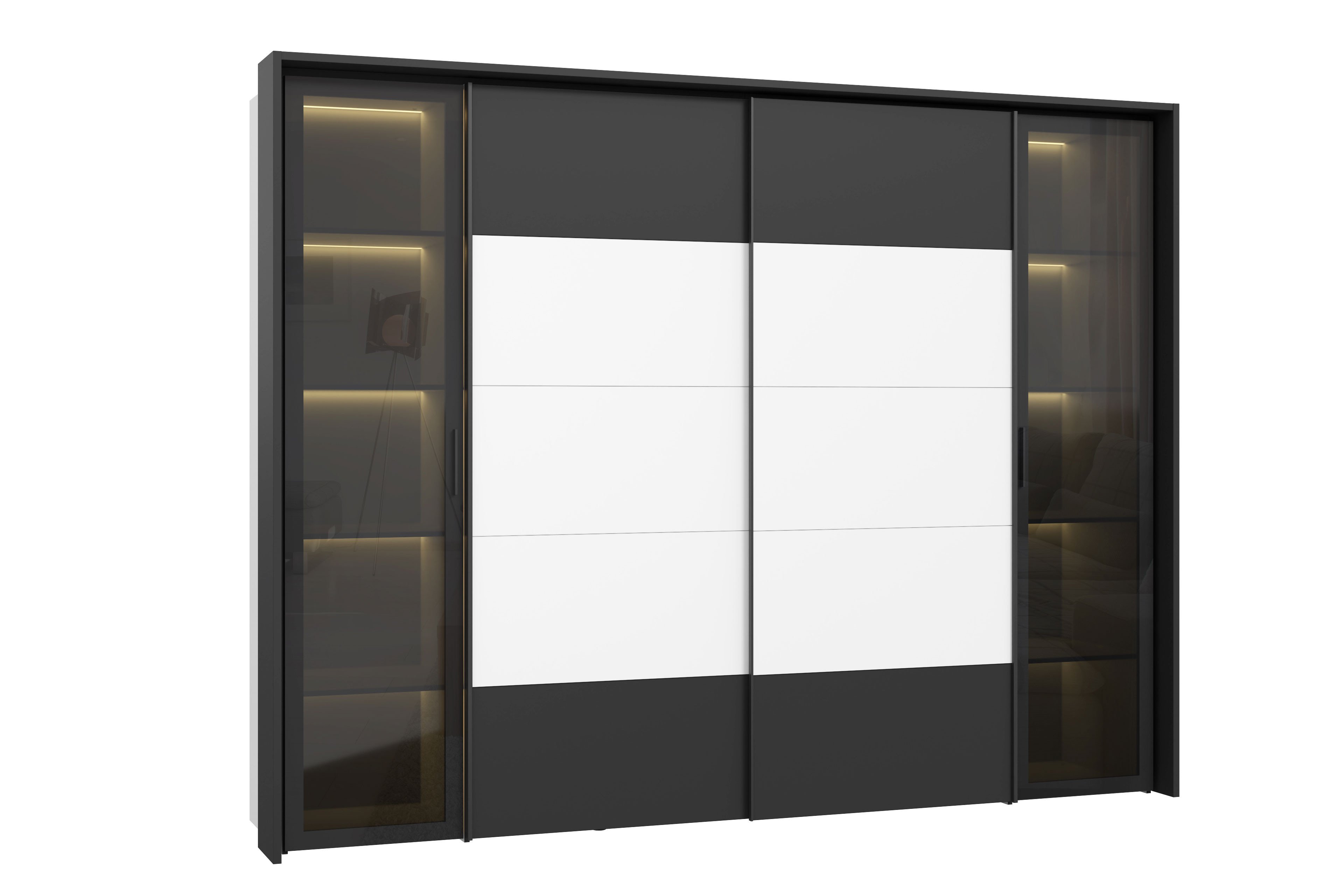 Außentüren Forte Schrank Vendela aus Schwarzglas Möbel | Ihr Letz - Online-Shop mit