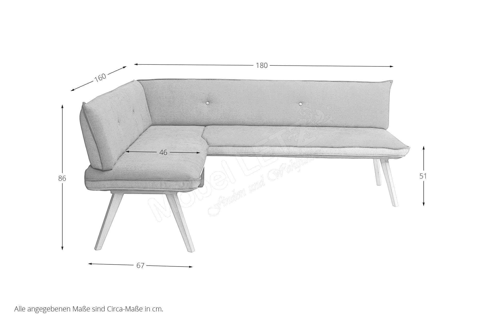 Standard Furniture Eckbank Genua rot/grau Möbel Letz Ihr