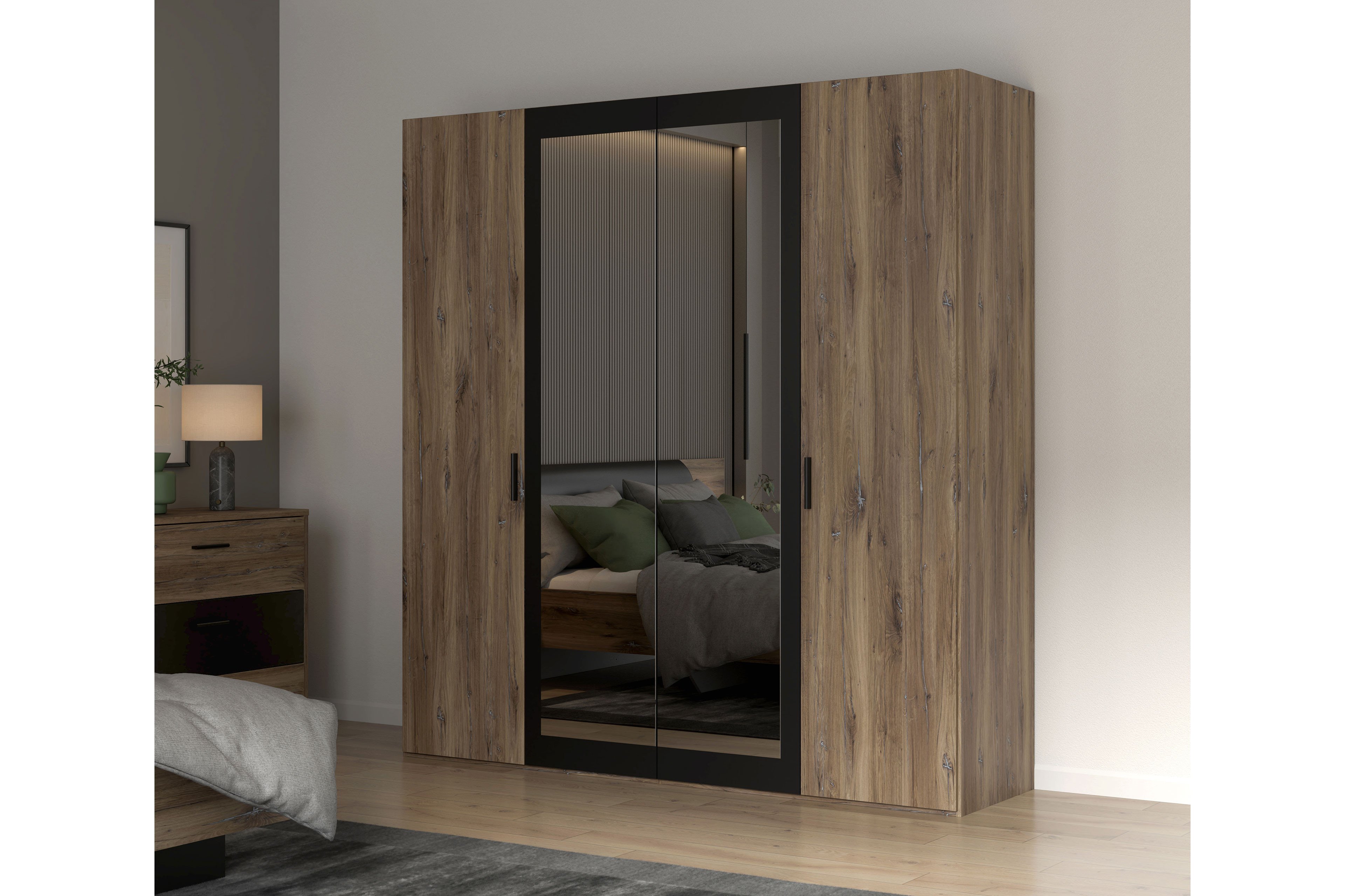 Forte Leonard Schlafzimmer-Einrichtung Eiche - schwarz | Möbel Letz - Ihr  Online-Shop